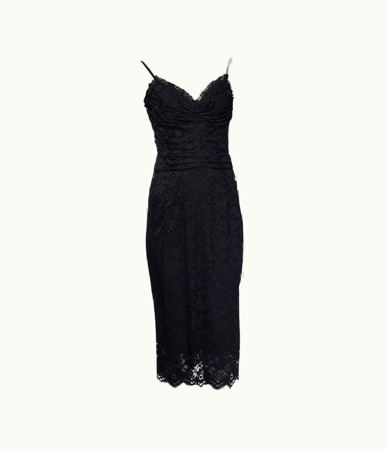Dolce & Gabbana Dolce & Gabbana Black Cotton Lace Sleeveless Bustier Dress