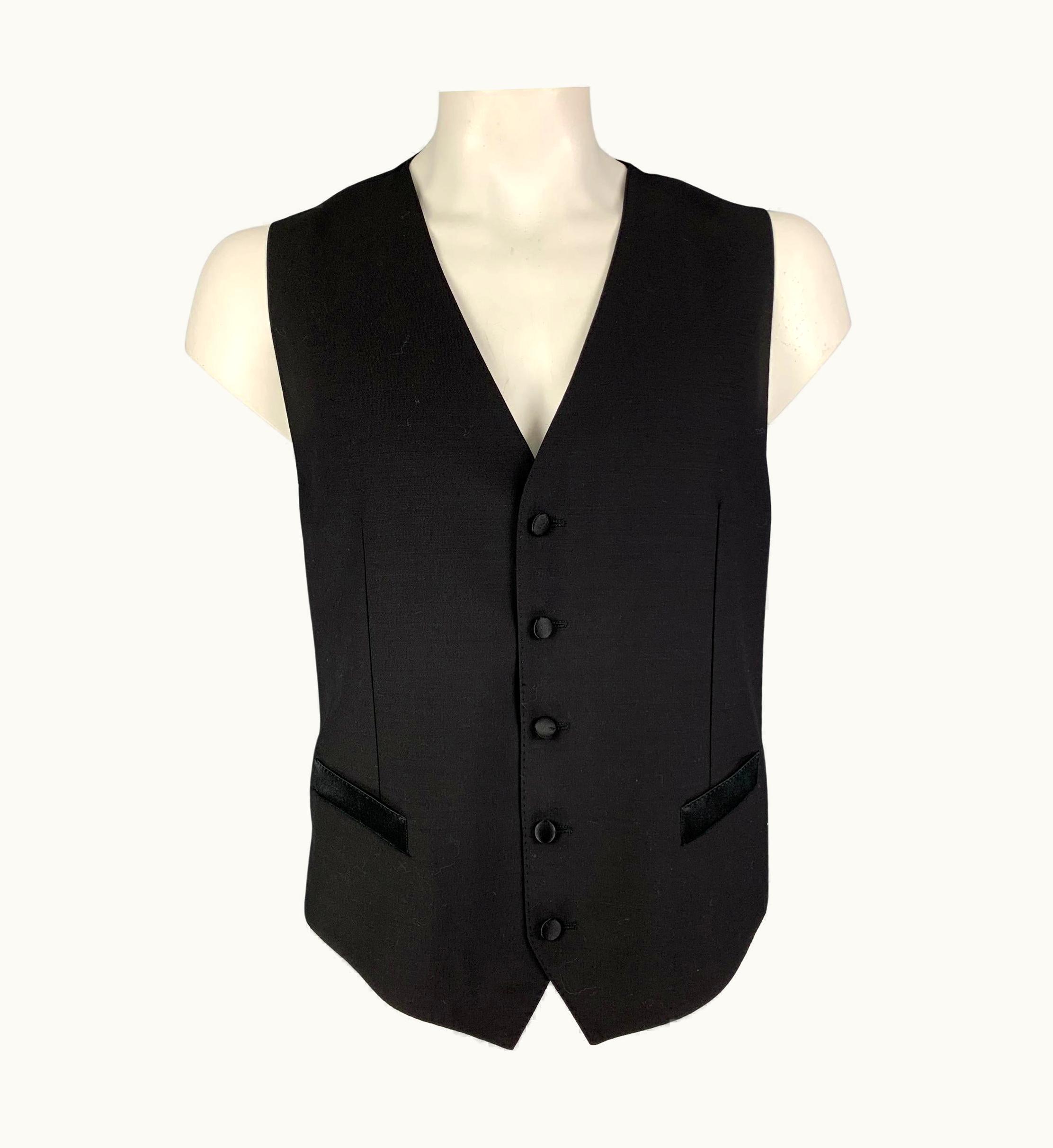 Dolce & Gabbana Dolce & Gabbana Black Wool Silk Buttoned Vest