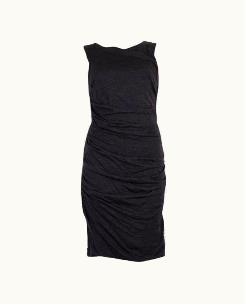 Dolce & Gabbana Dolce & Gabbana Charcoal Grey Wool Draped Sleeveless Dress