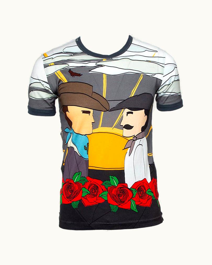 Dolce & Gabbana Dolce & Gabbana Grey Printed Cotton Crewneck T-Shirt