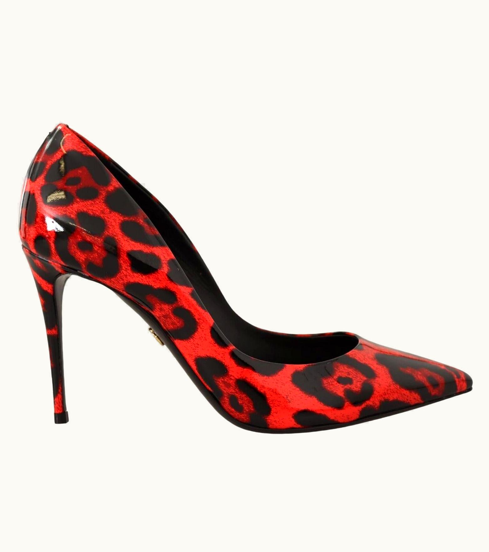 Dolce & Gabbana Dolce & Gabbana Red Black Leather Leopard Print Pumps Shoes Heels Dg With Box