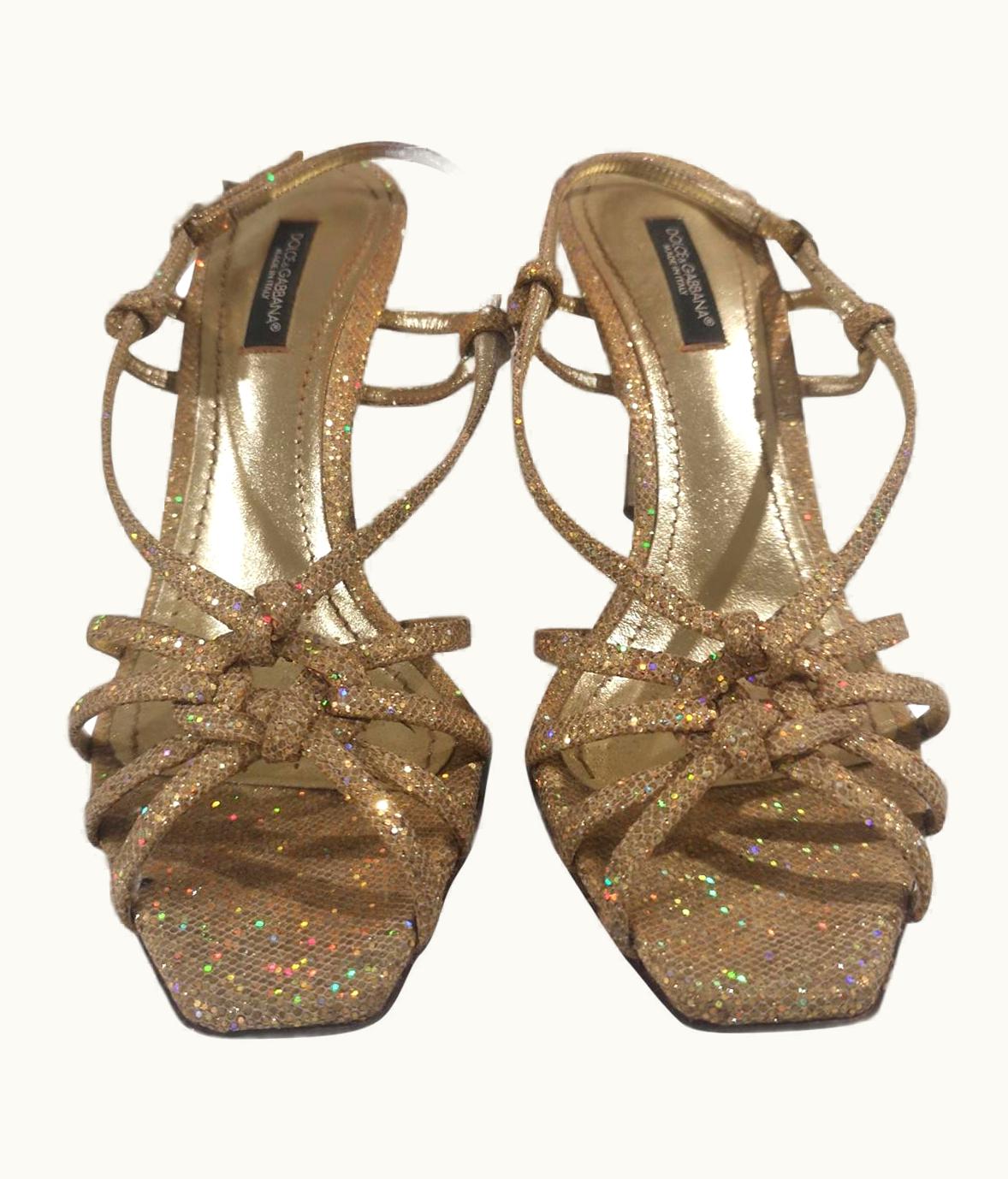 Dolce & Gabbana Dolce & Gabbana Gold Glitter Sandals