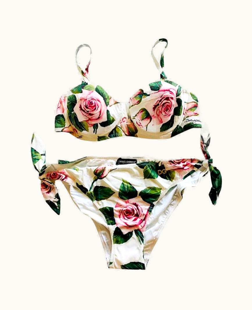 Dolce & Gabbana Dolce & Gabbana Multicolor Tropical Rose Bikini Swimsuit Swimwear Beachwear Dg UZ0609101