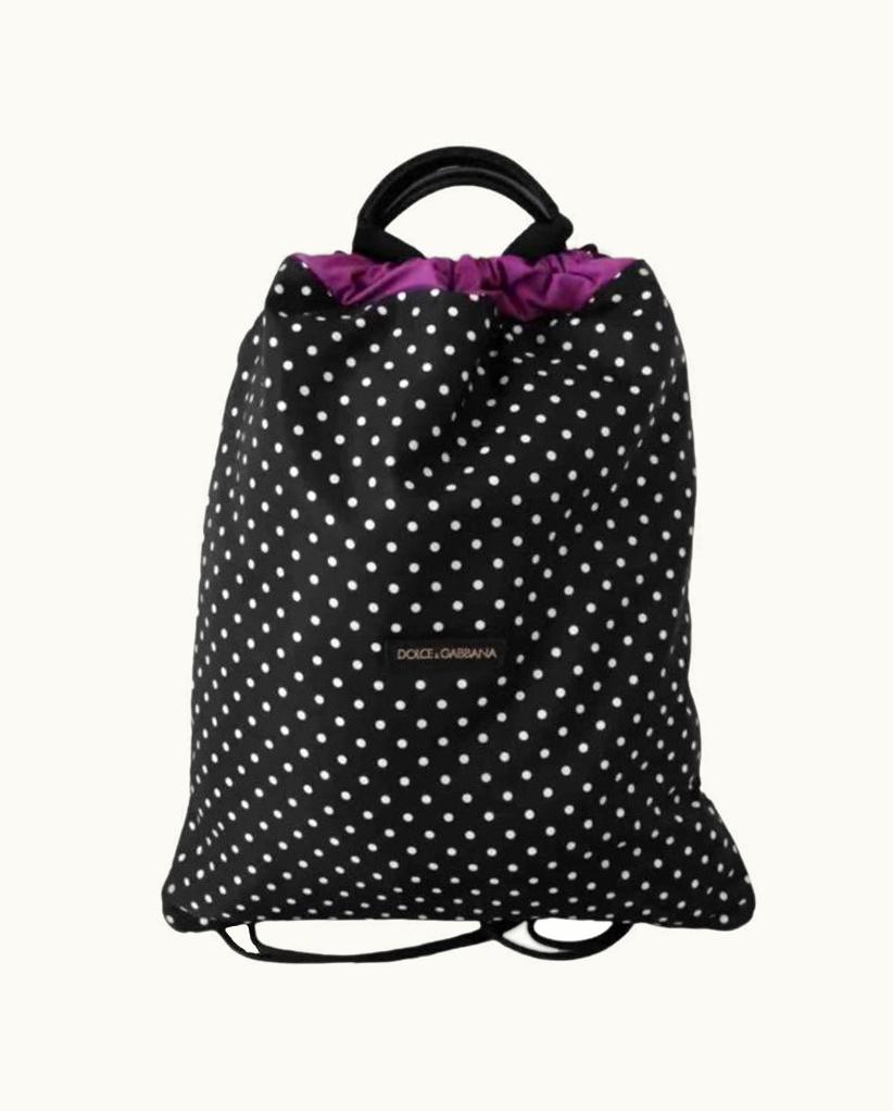 Dolce & Gabbana Dolce & Gabbana Black Polka Dots Ladies Backpack Bag Drawstring Closure Travel