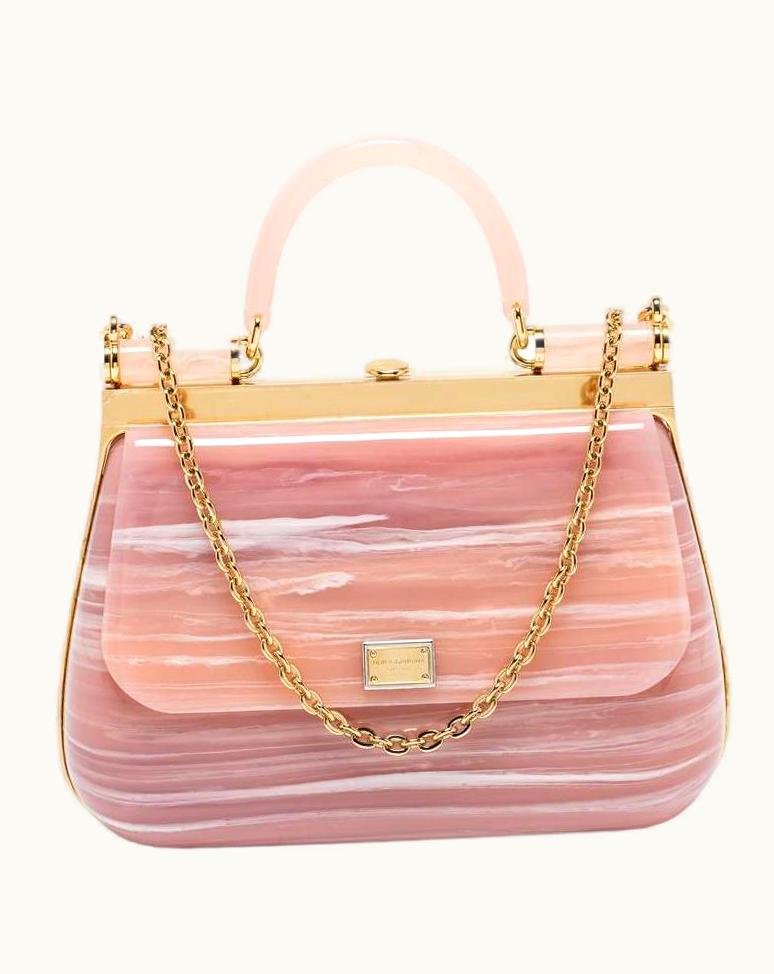 Dolce & Gabbana Dolce & Gabbana Rose Quartz Acrylic Miss Sicily Box Clutch