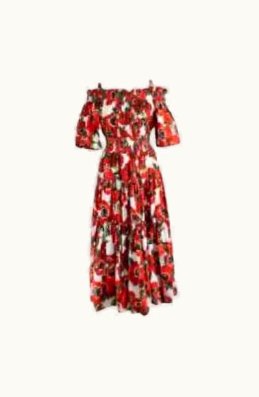 Dolce & Gabbana Dolce & Gabbana Poppy Print Off-Shoulder Cotton Poplin Dress UZ0609116