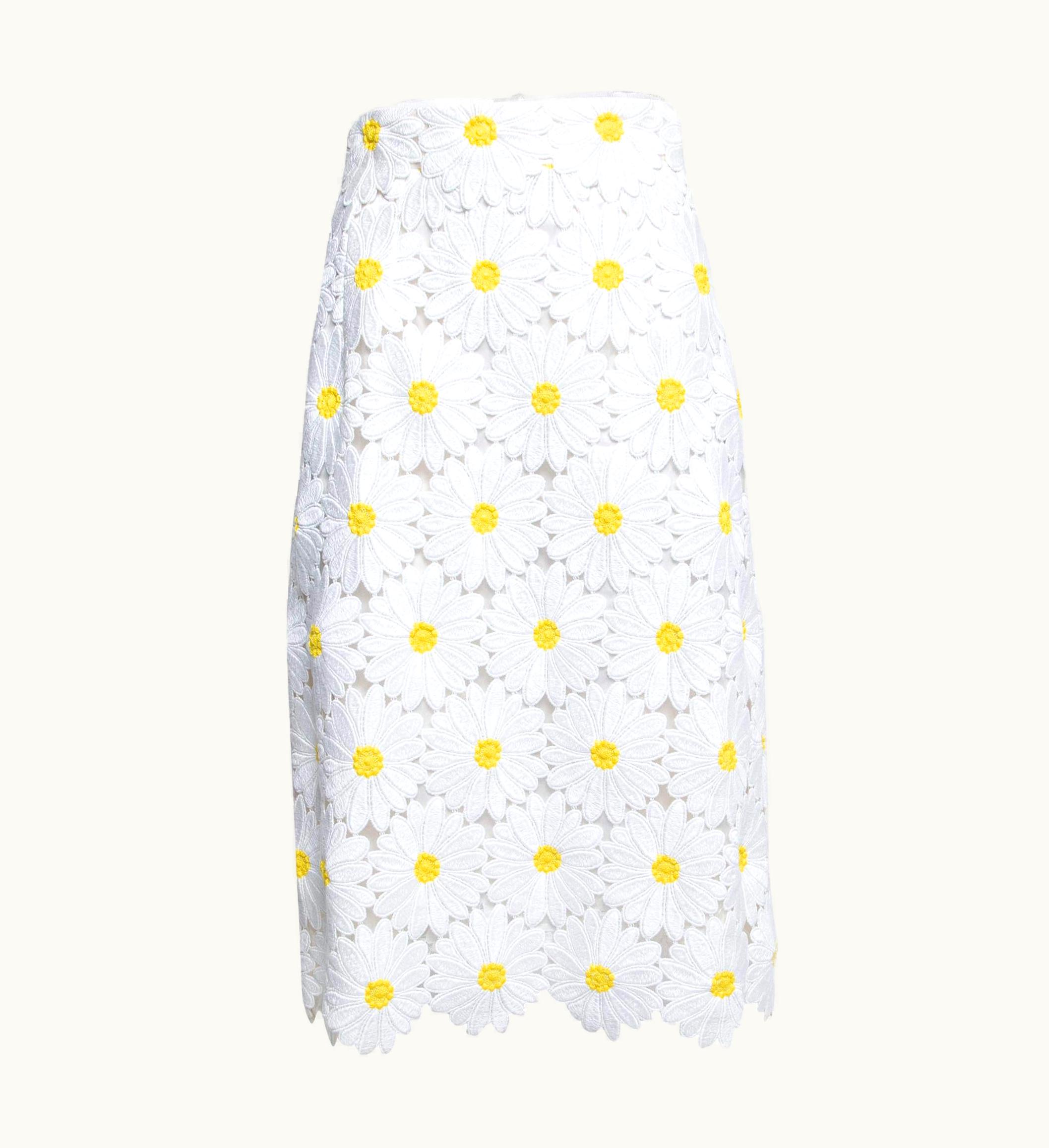 Dolce & Gabbana Dolce & Gabbana White Sunflower Guipure Lace Midi Skirt UZ0609125