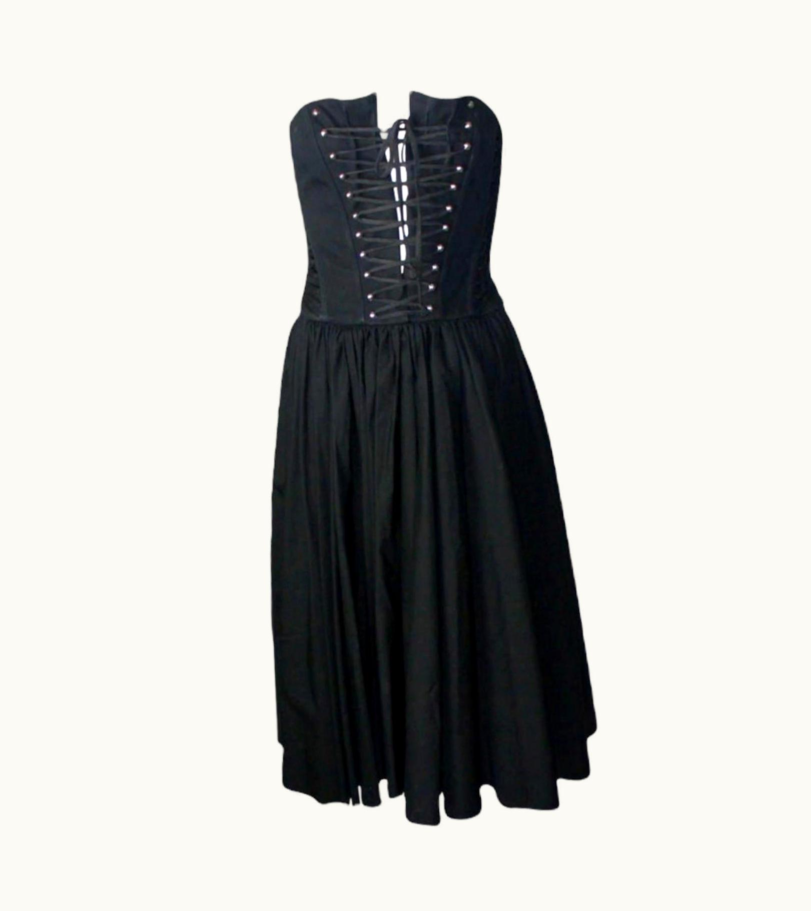 Dolce & Gabbana Black Dolce & Gabbana Hourglass Boned Corset Lace Up Dress