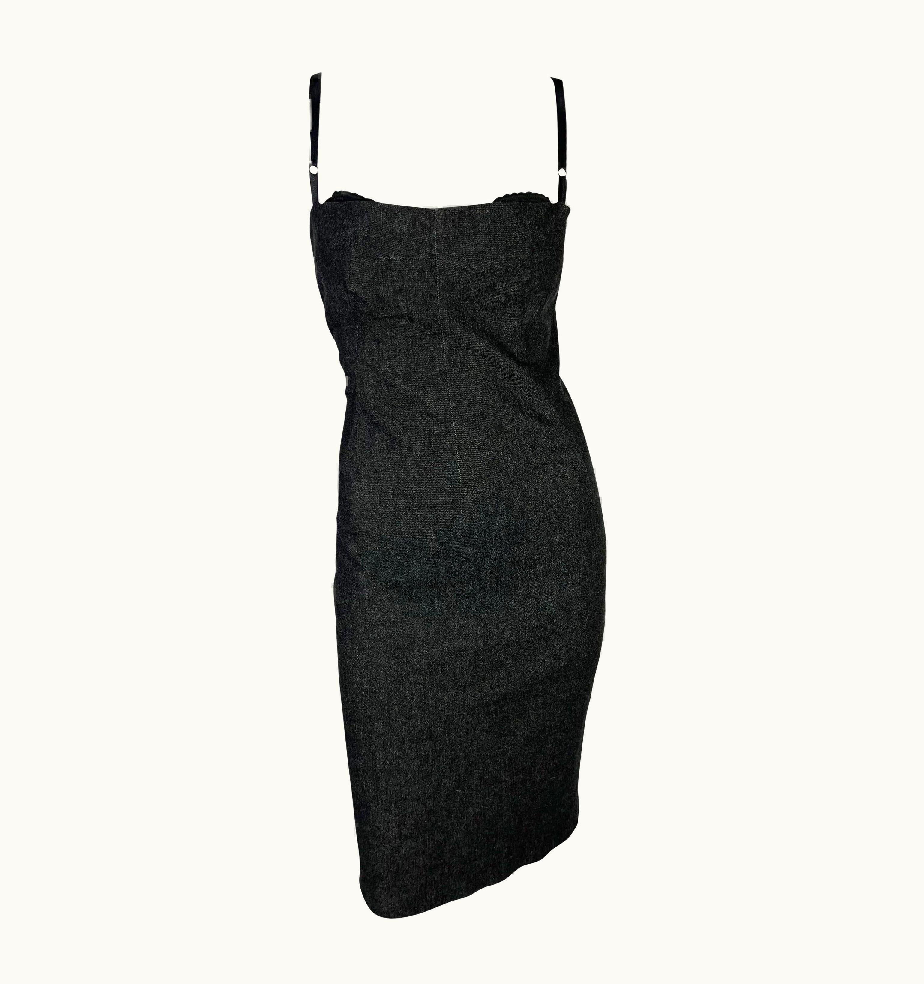 Dolce & Gabbana 2000s Dolce & Gabbana Black Stretch Denim Bodycon Pin-Up Dress