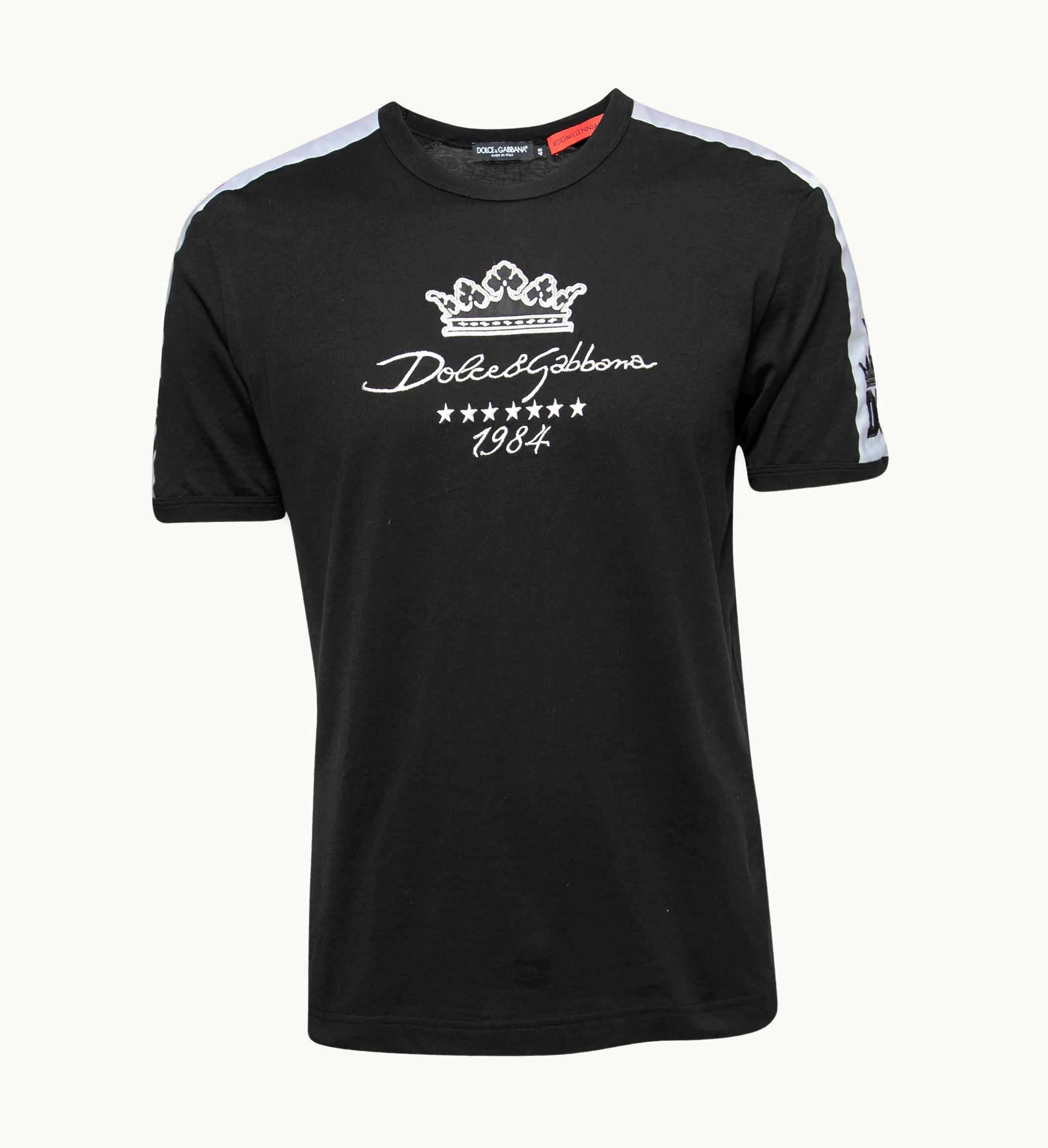 Dolce & Gabbana Dolce & Gabbana Black Cotton Dg Since 1984 Embroidered Crew Neck T-Shirt