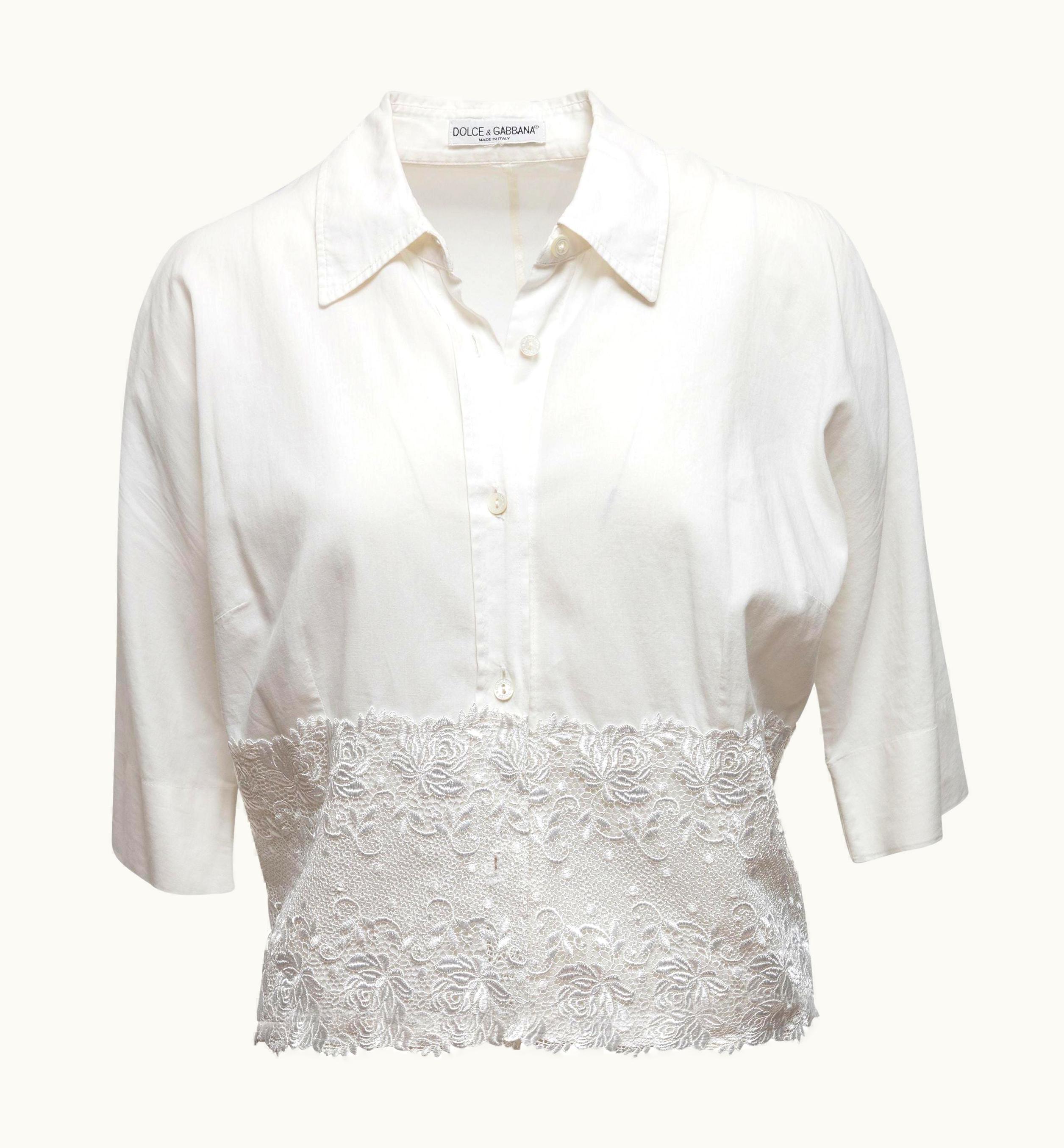 Dolce & Gabbana Dolce & Gabbana White Short Sleeve Button-Up Top
