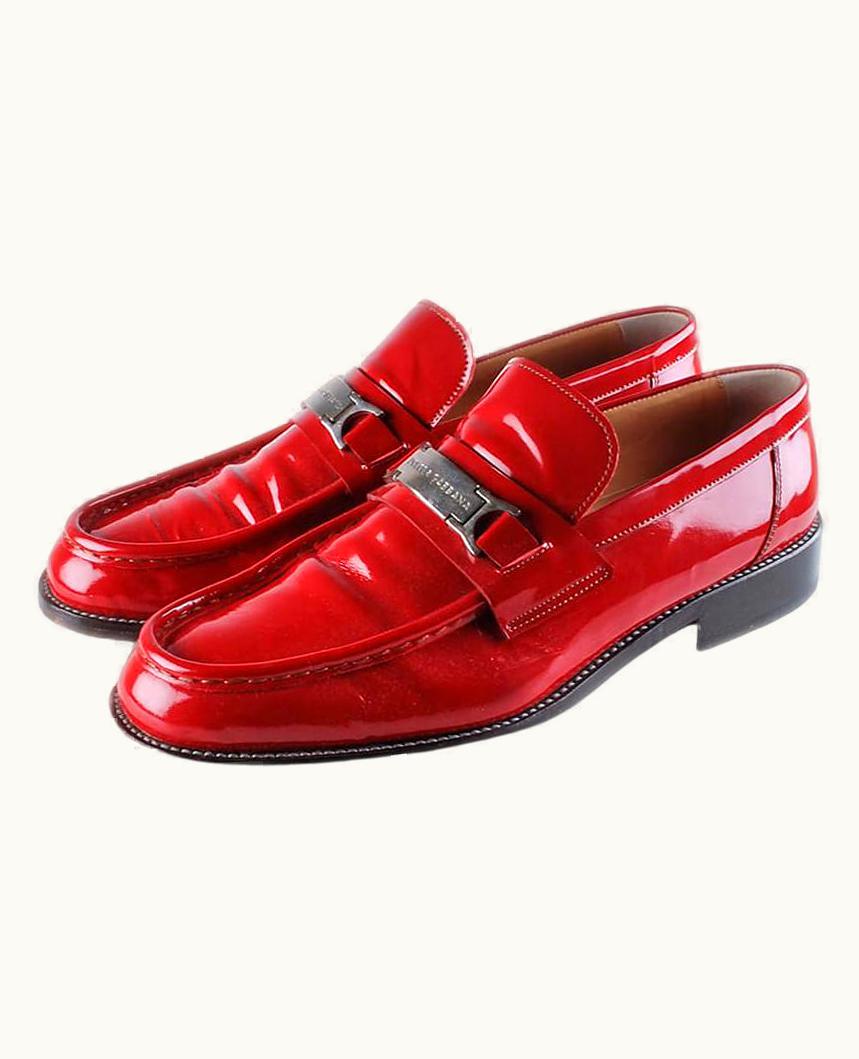 Dolce & Gabbana Vintage Dolce&Gabbana Red Flats Patent Leather Men Shoes, Eur43