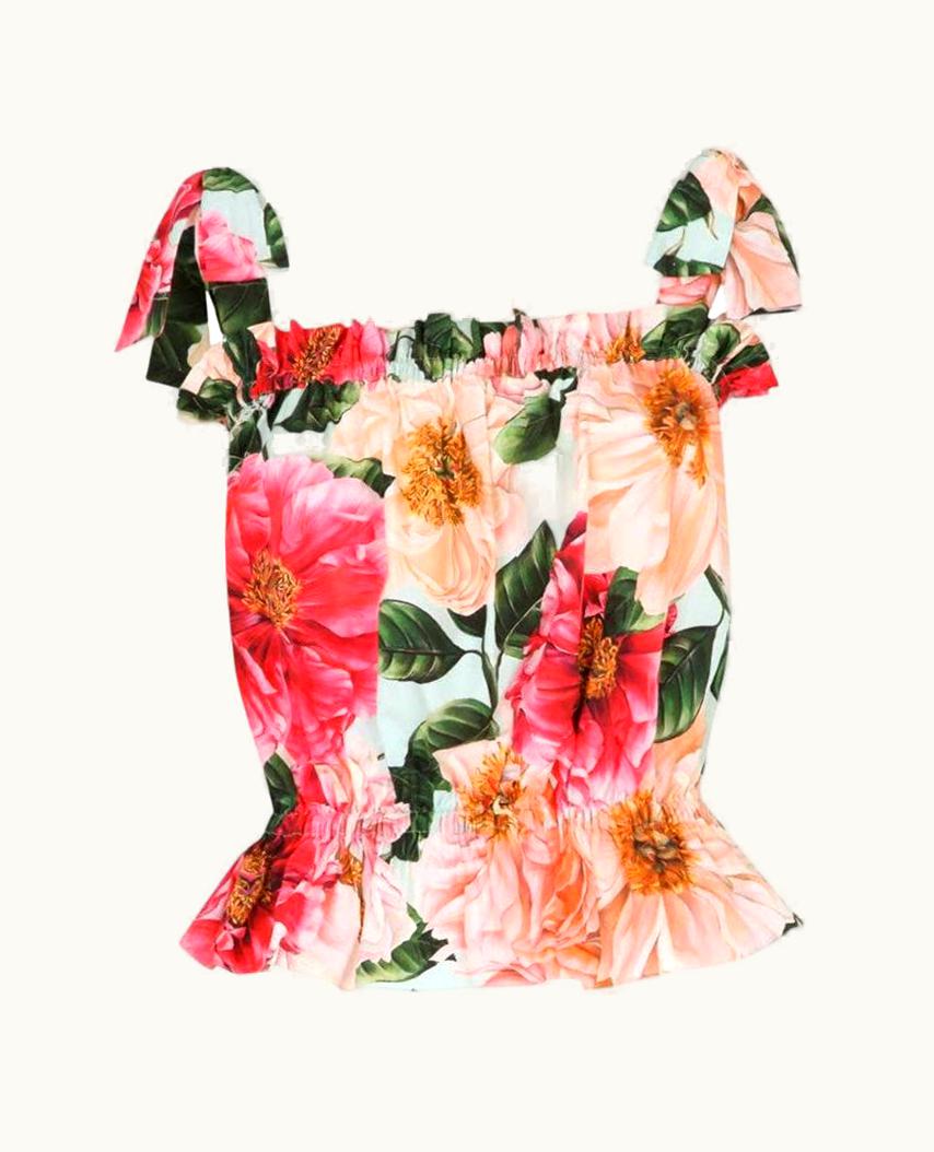 Dolce & Gabbana Dolce & Gabbana Multicolour Cotton Camelia Floral Top Camisole Blouse Sleeveless UZ0609181