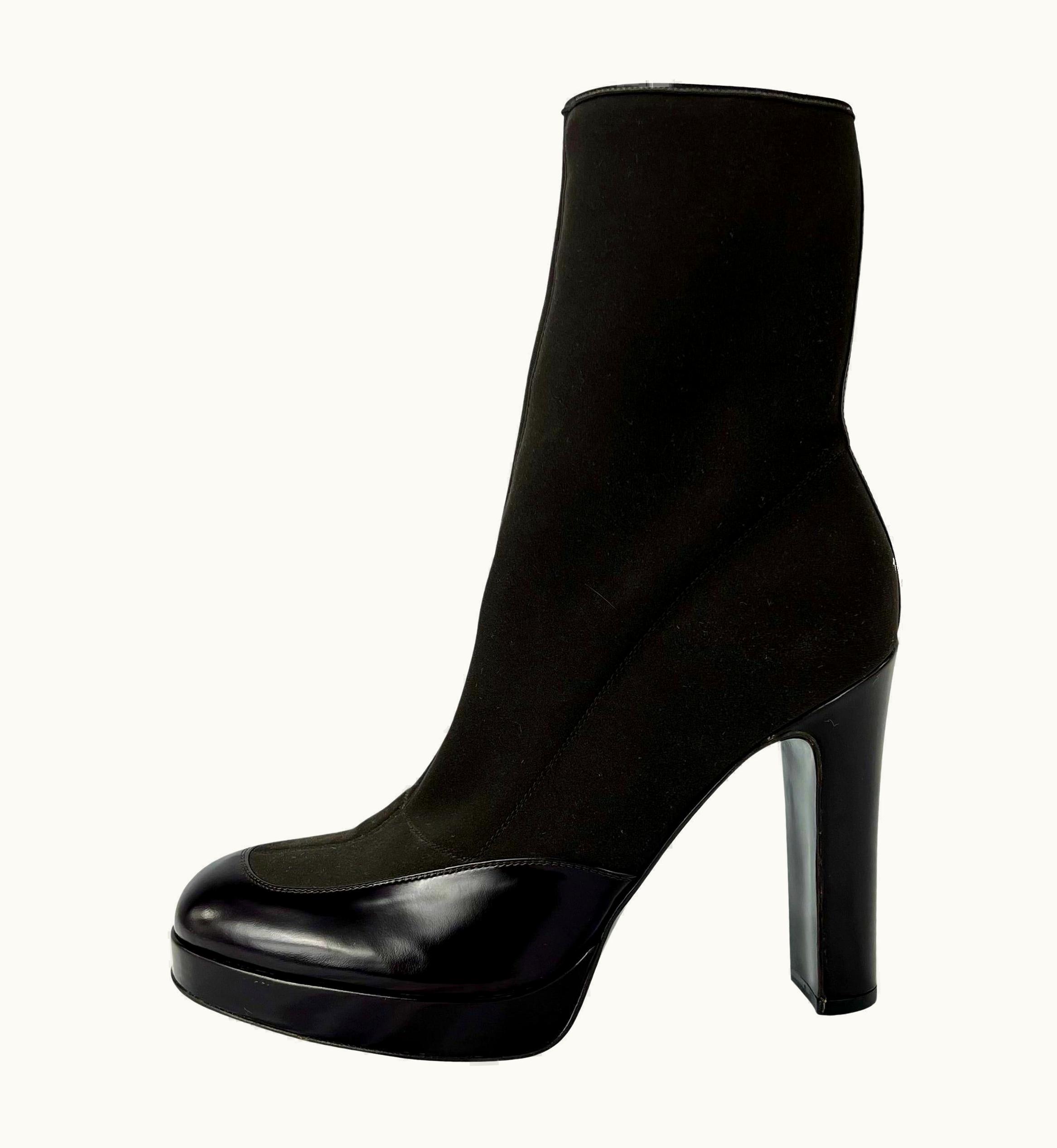 Dolce & Gabbana 1990s Dolce & Gabbana Brown Neoprene Boot Heels