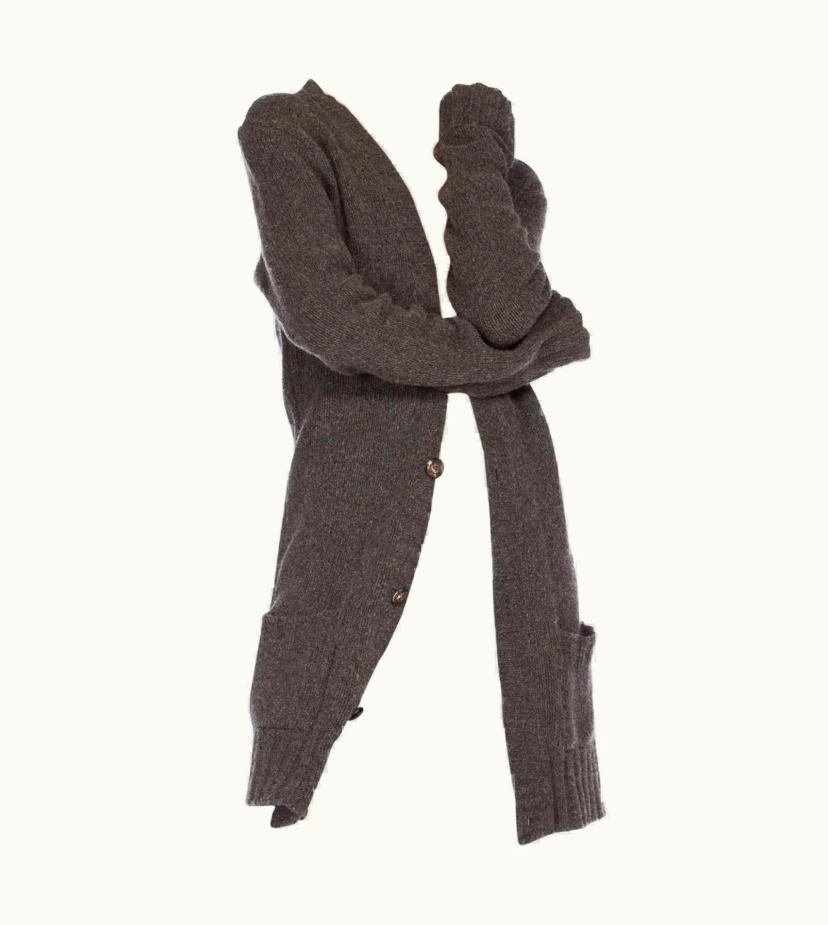 Dolce & Gabbana 1990s Dolce & Gabbana Dark Grey Wool Knit Oversized Sweater Cardigan