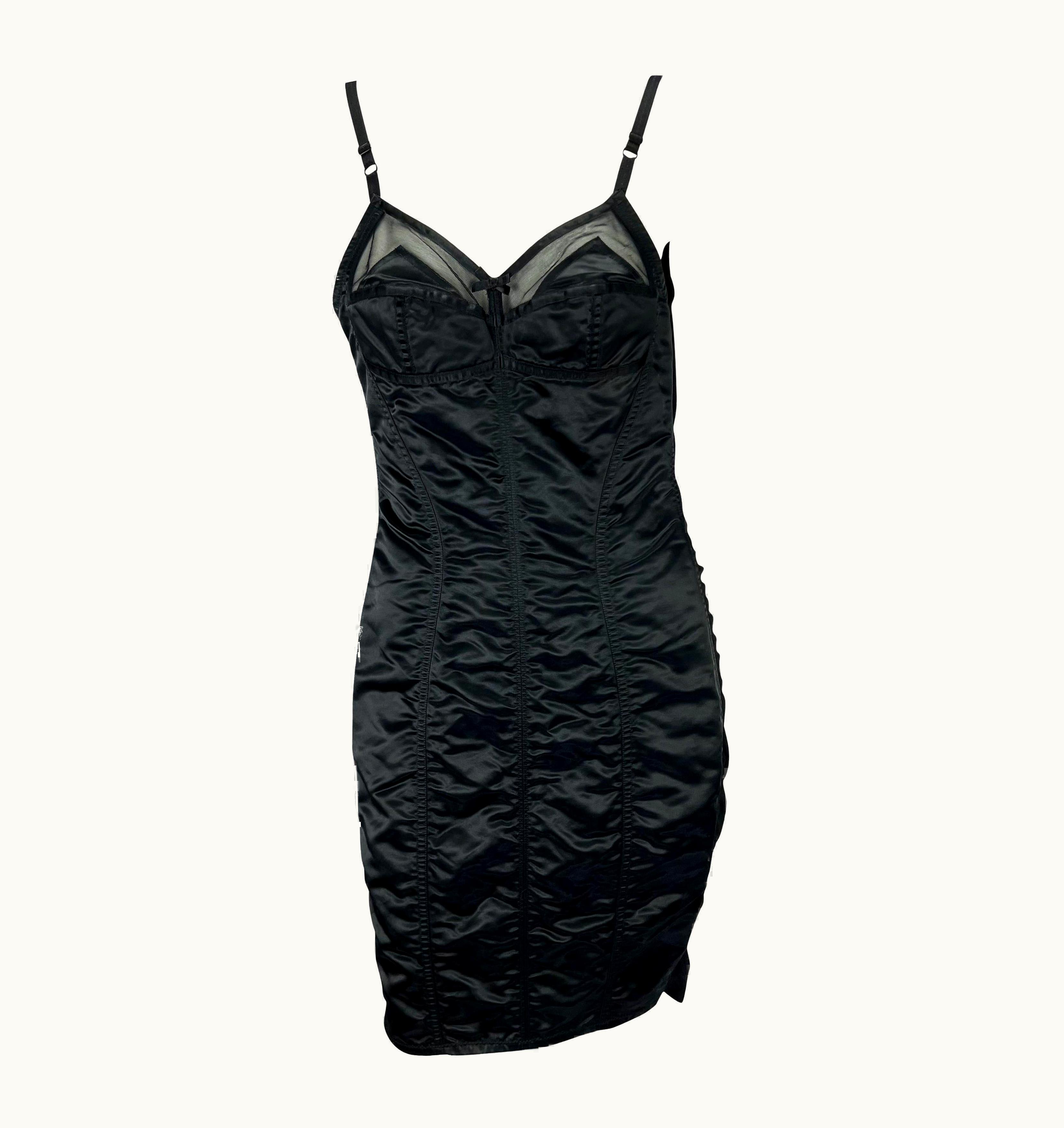 Dolce & Gabbana Early 1990s Dolce & Gabbana Sheer Pin-Up Satin Bustier Corset Dress