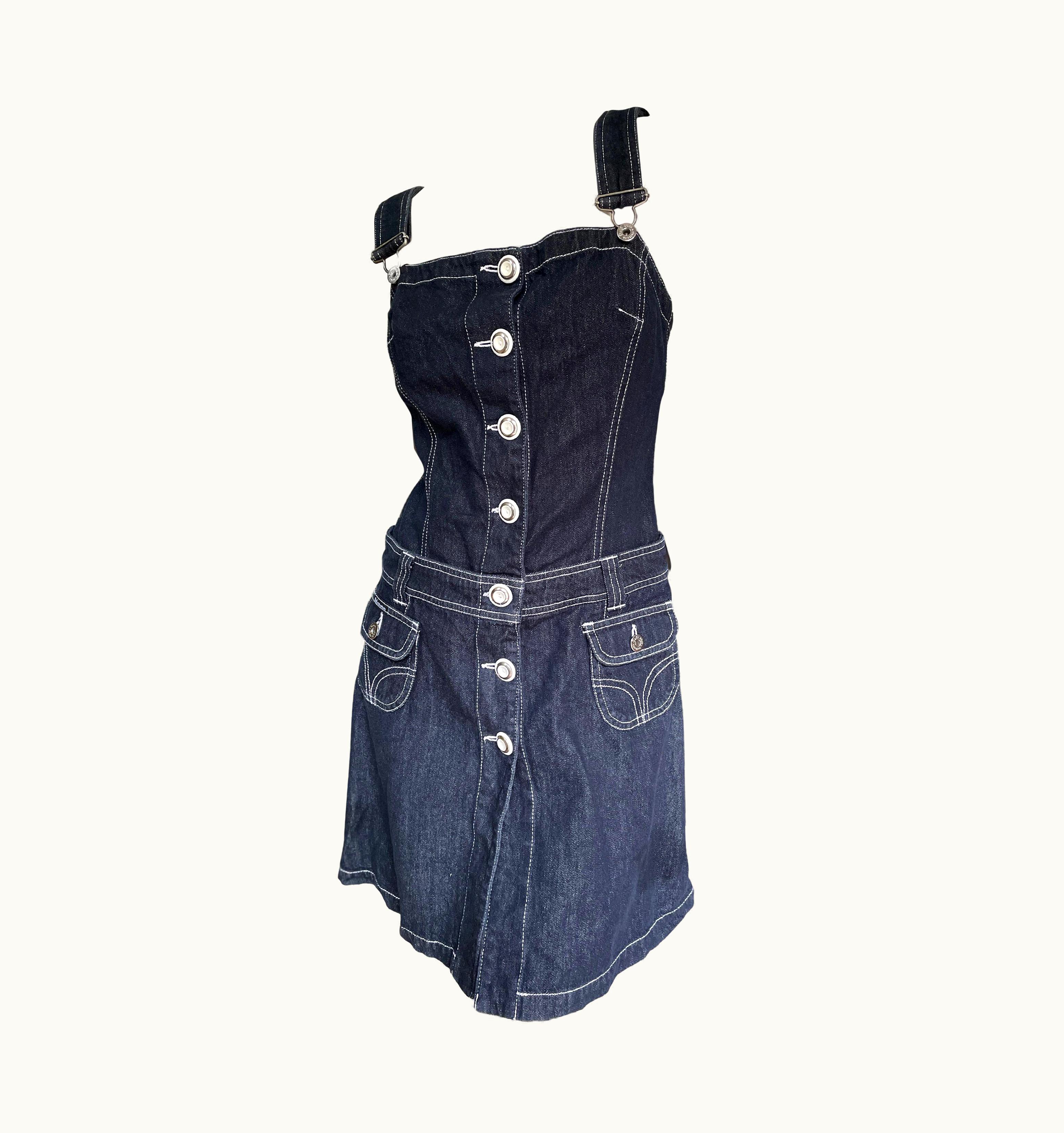 Dolce & Gabbana D&G By Dolce & Gabbana Vintage Overall Style Denim Blue Jean Dress