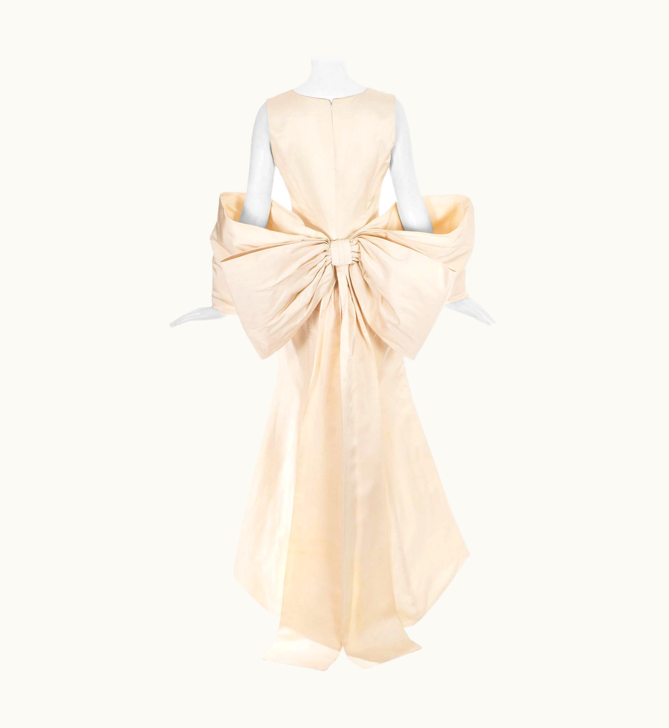 Dolce & Gabbana Dolce & Gabbana Ivory Silk Fishtail Wedding Dress With Large Bow, C. 1990s