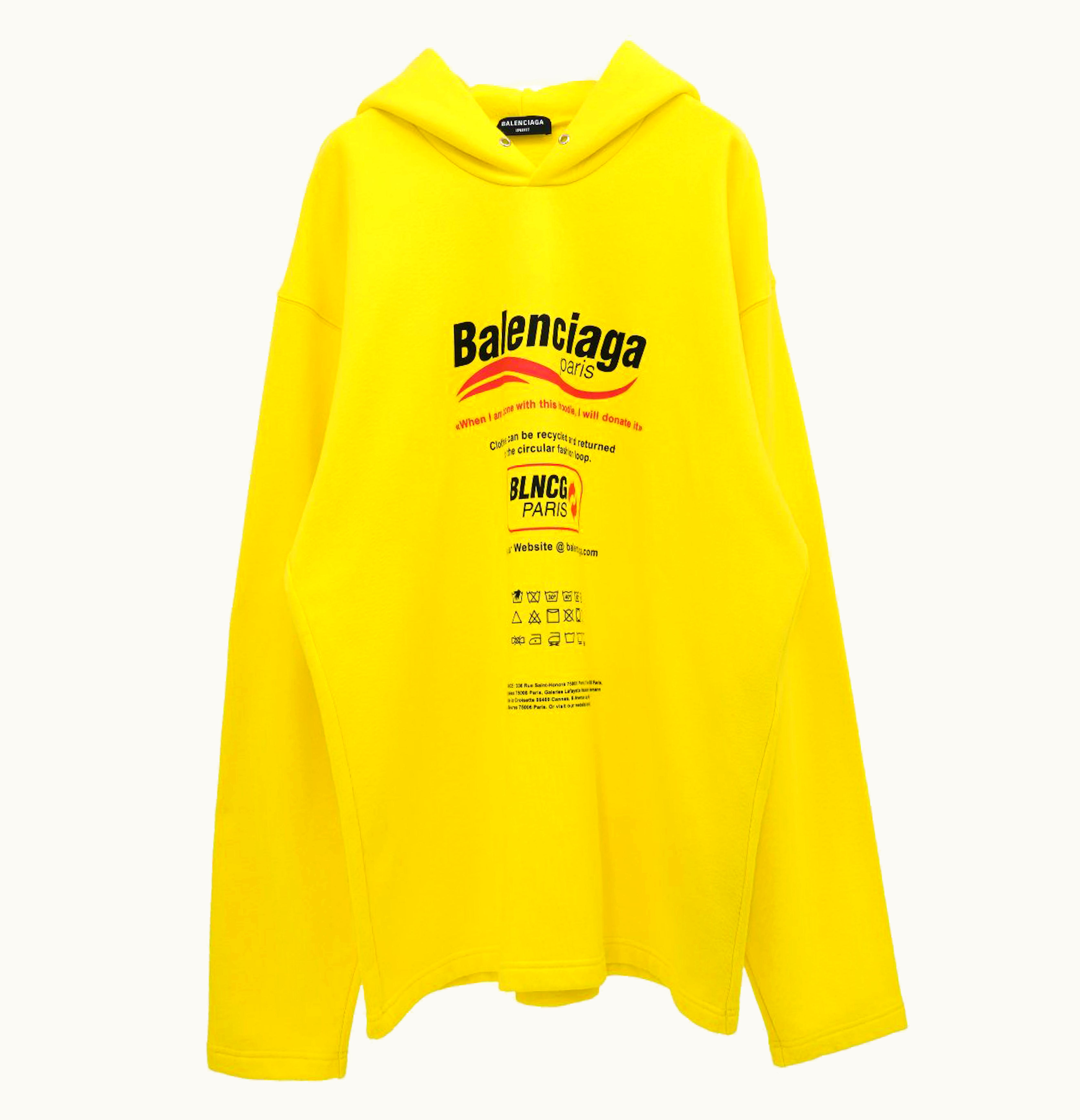 Balenciaga Balenciaga Dry Cleaning Logo No Rib Hoodie Yellow