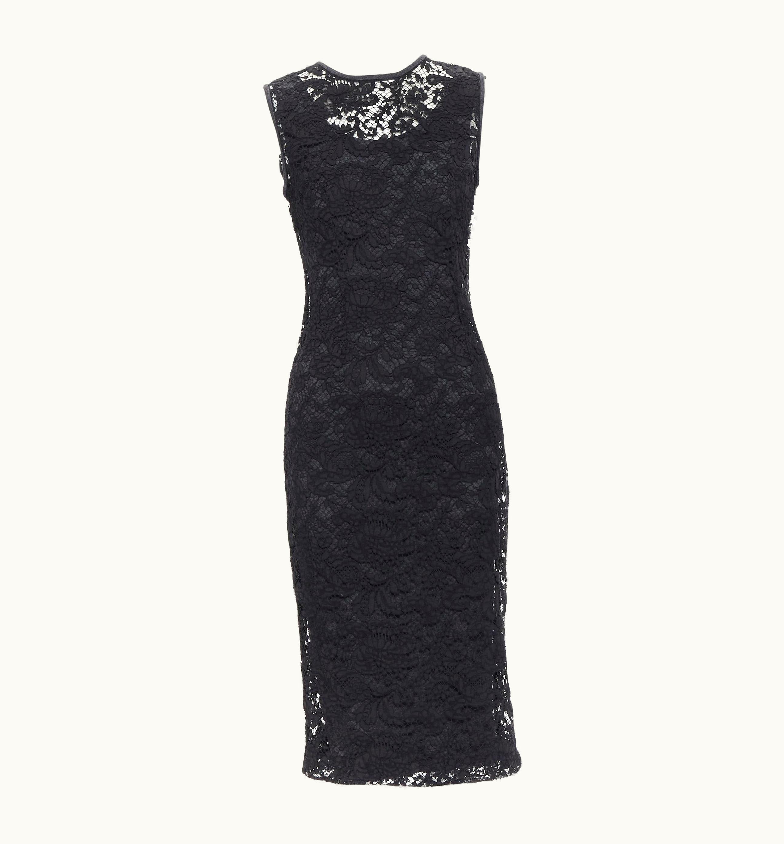 Dolce & Gabbana Vintage Dolce Gabbana Black Floral Lace Grey Jersey Lined Cocktail Dress