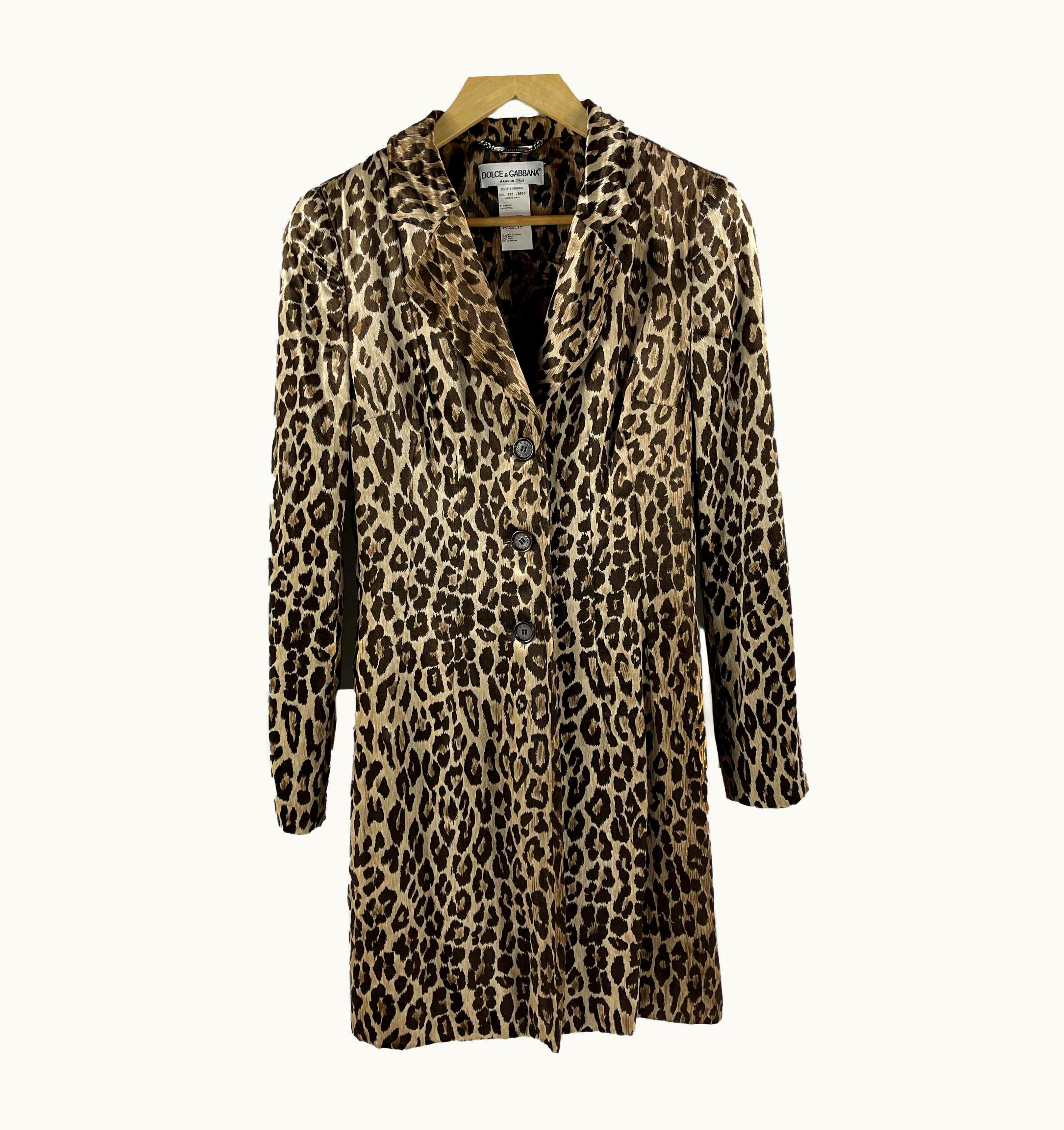 Dolce & Gabbana Dolce &amp; Gabbana Vintage Leopard Print Viscose Trench Coat 40 Us