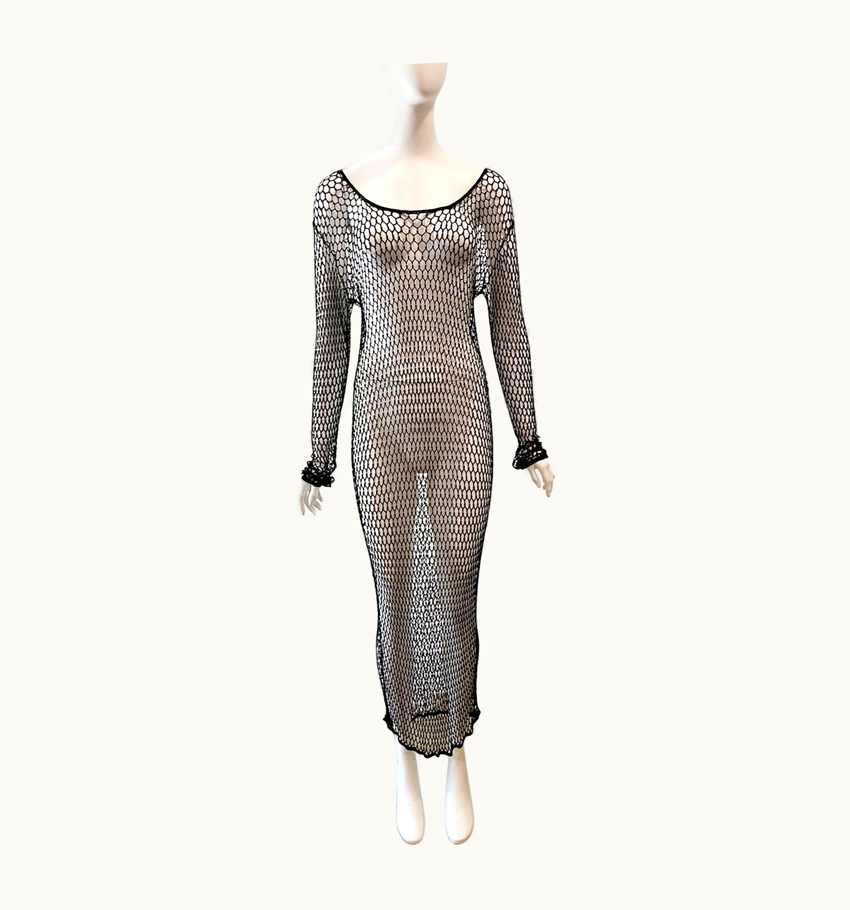 Dolce & Gabbana 1990s Dolce & Gabbana Beaded Fishnet 20s Style Gown