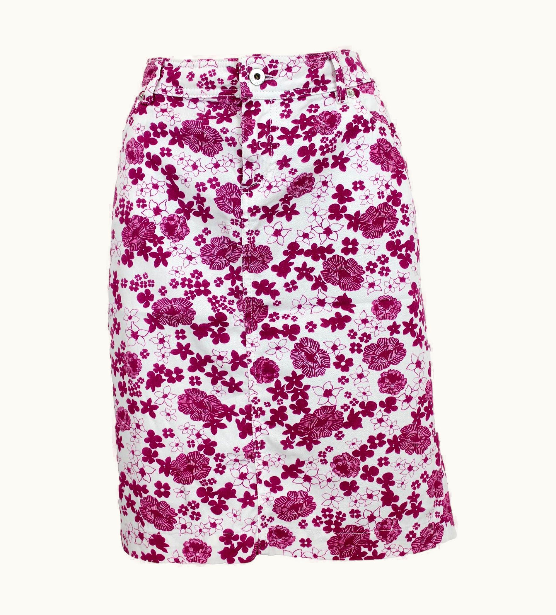 Dolce & Gabbana Dolce & Gabbana Pink Floral Vintage Denim Skirt