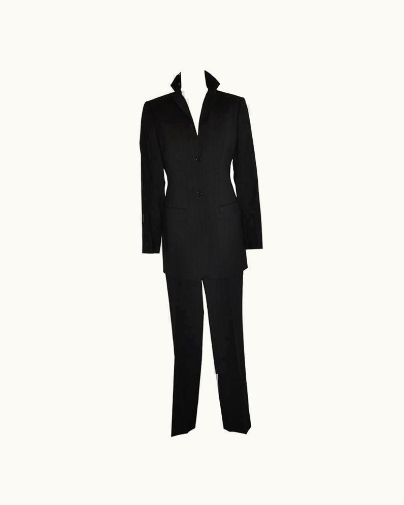Dolce & Gabbana Dolce & Gabbana Black With Blue Pinstripe Pantsuit