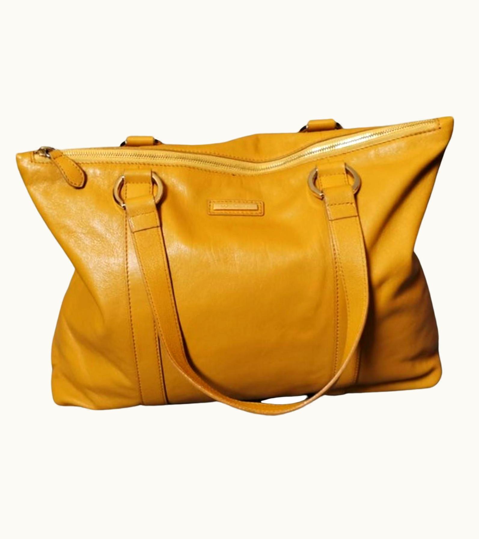 Dolce & Gabbana Dolce And Gabbana Mustard Yellow Leather Shopper Bag, Tote Handbag