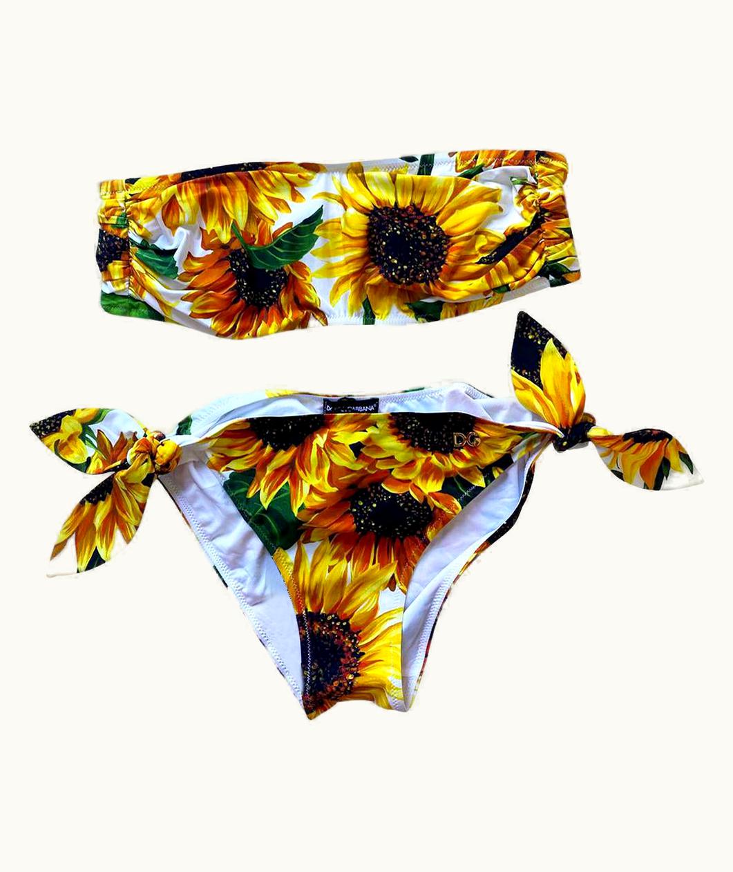 Dolce & Gabbana Dolce & Gabbana Yellow Sunflower Two-piece Swimsuit Bikini Swimwear Beachwear UZ0609350