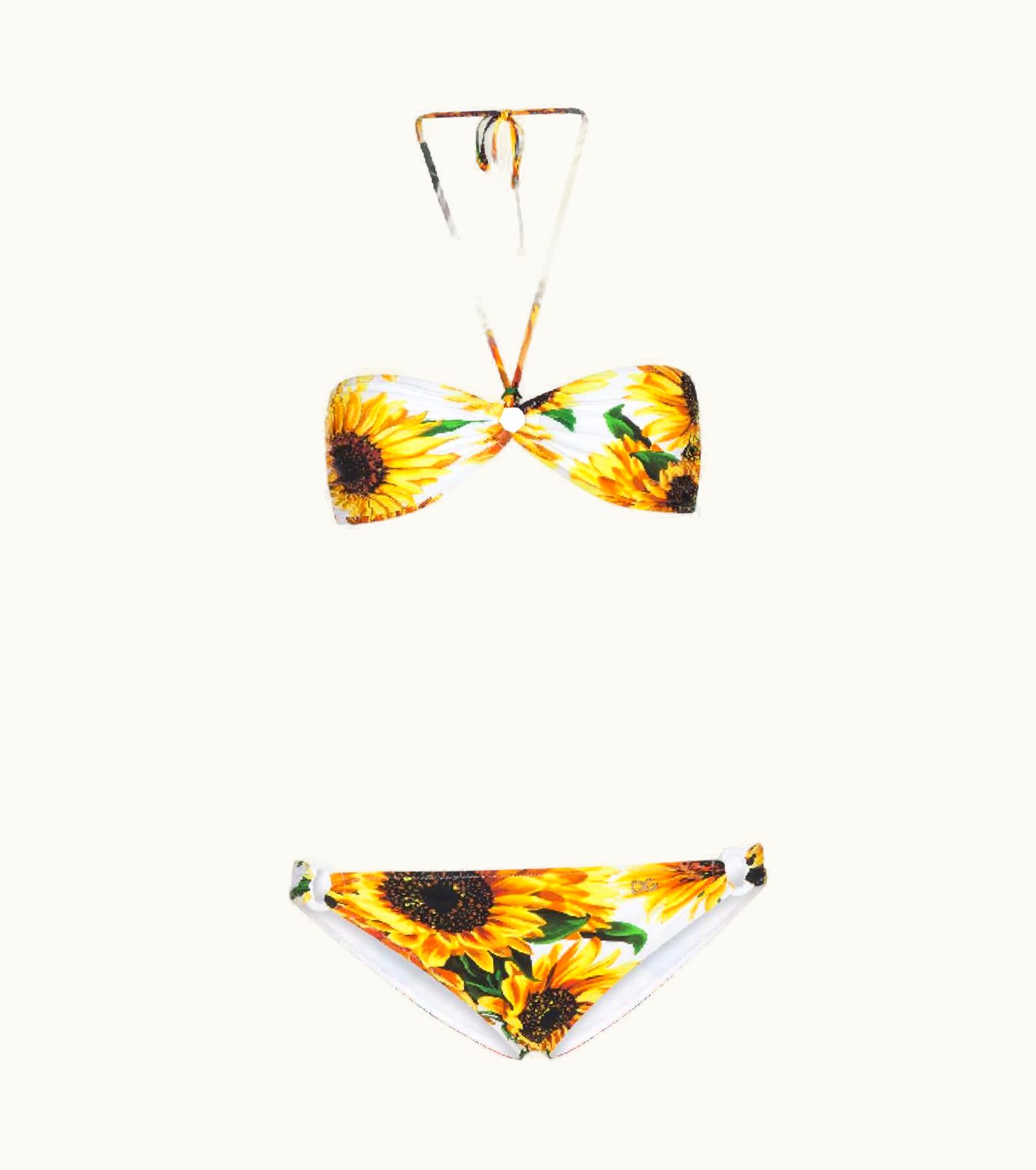 Dolce & Gabbana Dolce & Gabbana Yellow Sunflower Two-piece Swimsuit Bikini Swimwear Beachwear UZ0609351
