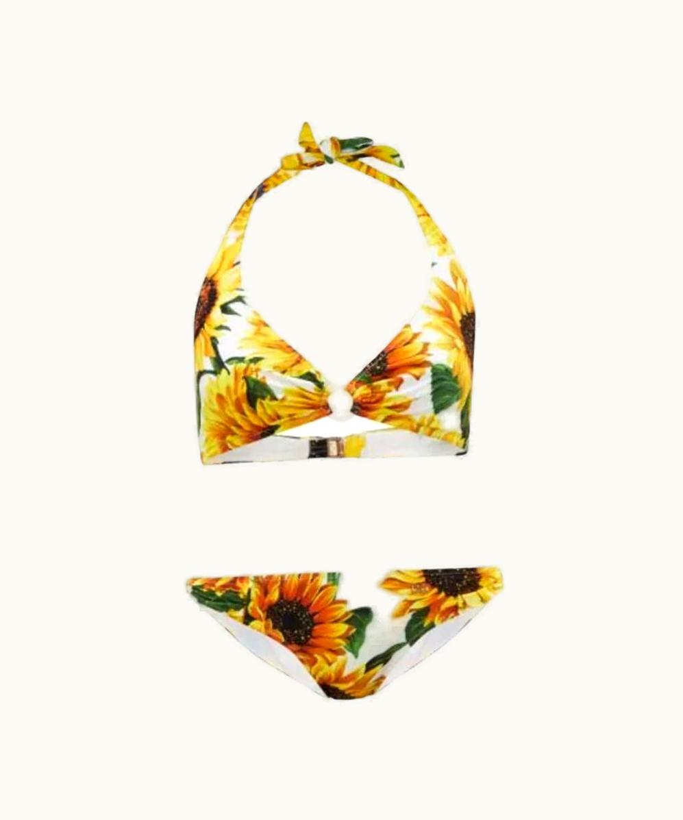 Dolce & Gabbana Dolce & Gabbana Yellow Sunflower Two-piece Swimsuit Bikini Swimwear Beachwear UZ0609352