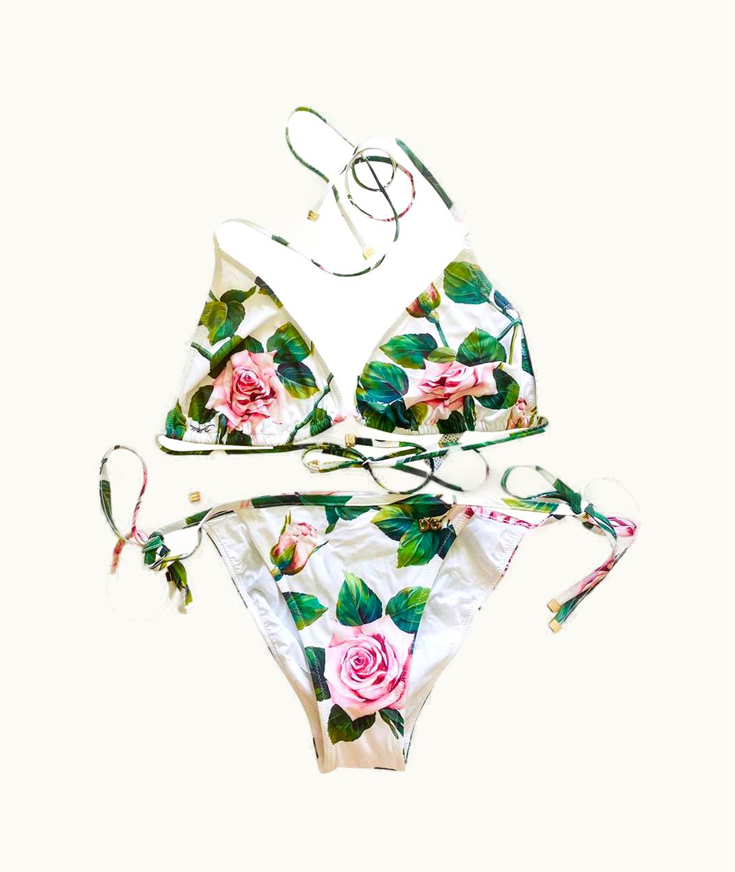 Dolce & Gabbana Dolce & Gabbana Multicolor Tropical Rose Floral Swimsuit Swimwear String Bikini