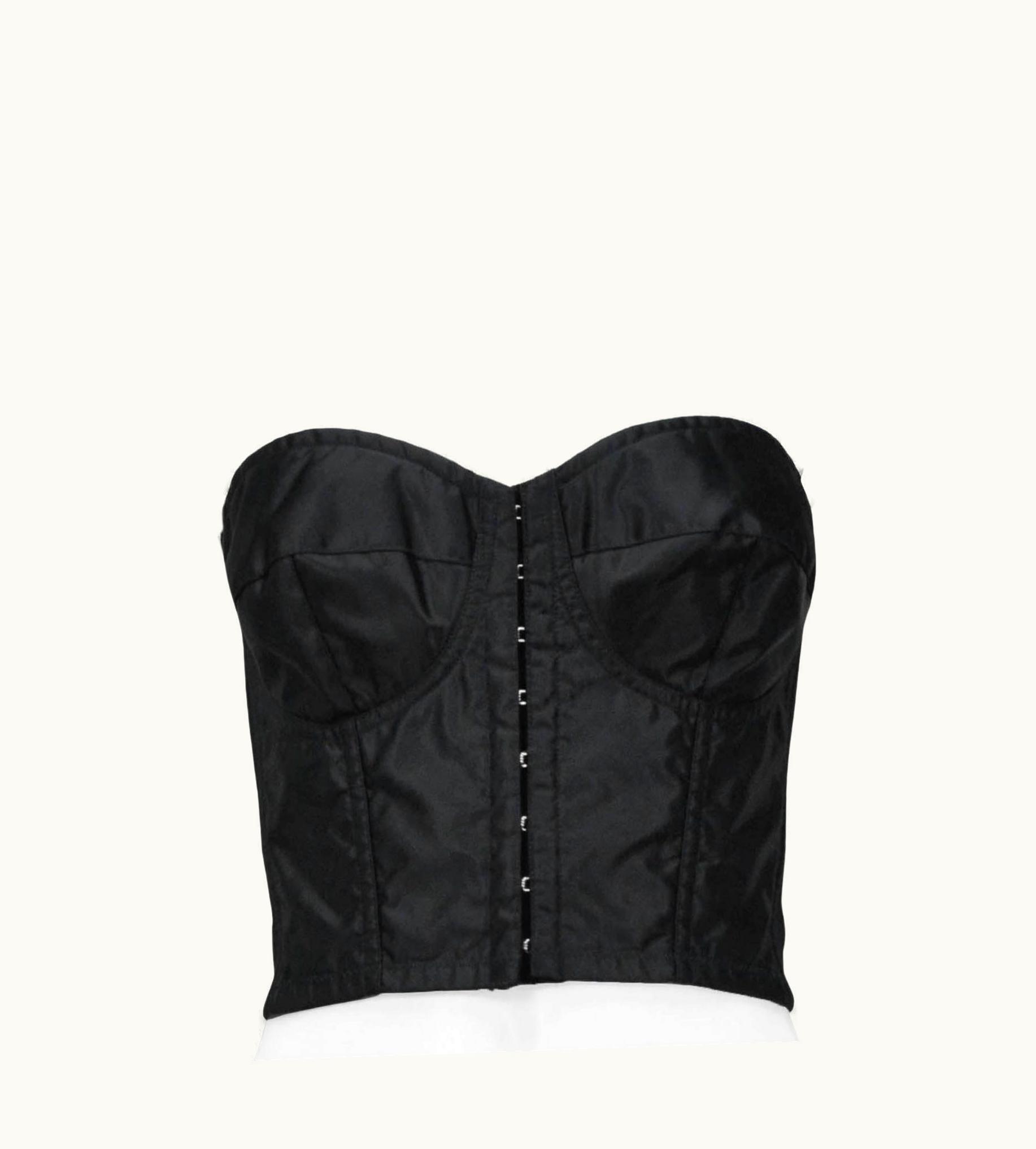 Dolce & Gabbana Dolce & Gabbana 1992 Black Satin Bustier With Attached Sleeveless Shirt