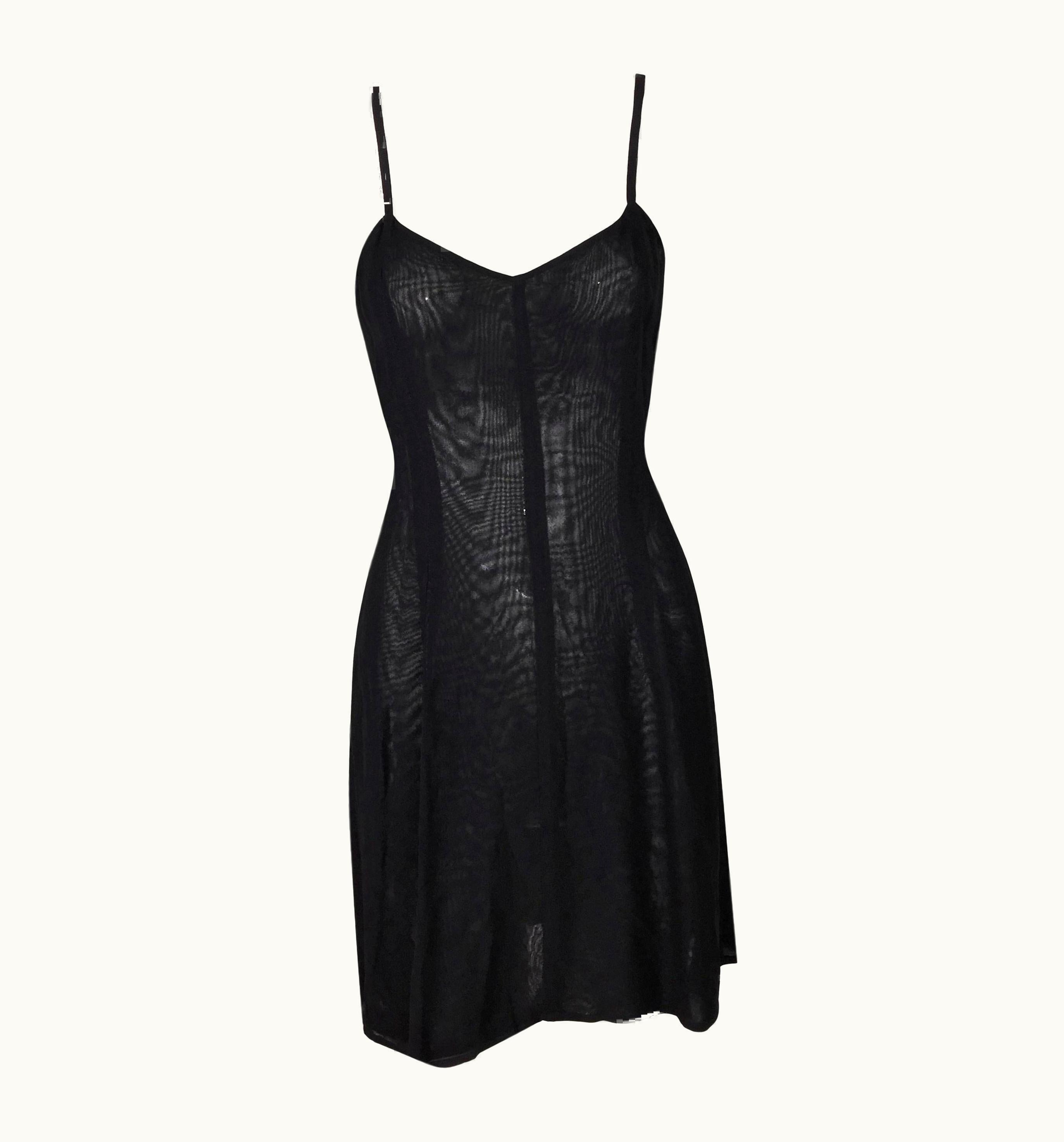Dolce & Gabbana 1993 Dolce & Gabbana Sheer Black Mini Slip Style Dress