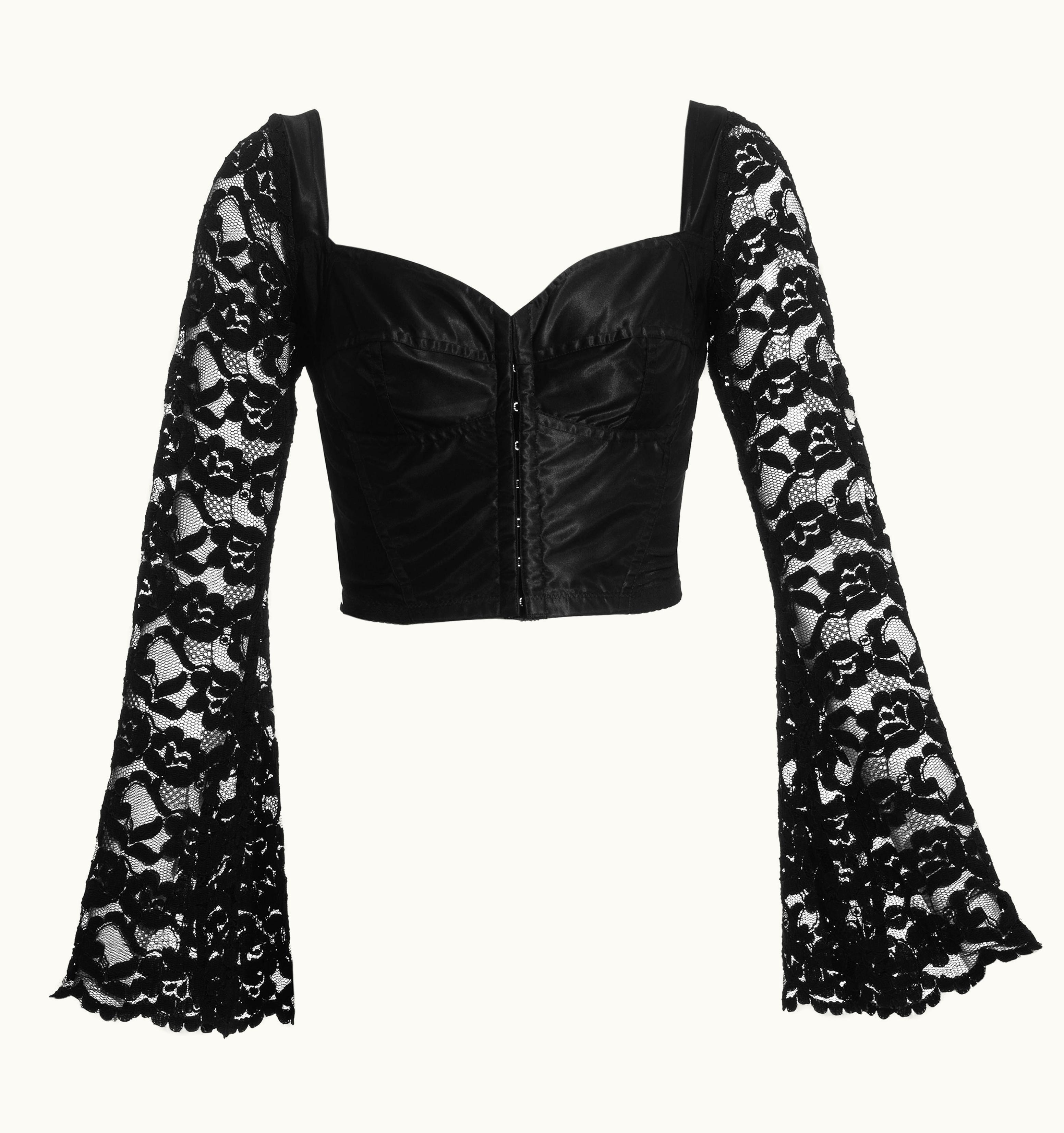 Dolce & Gabbana Dolce & Gabbana Black Satin Spandex And Lace Corset, S/S 1993