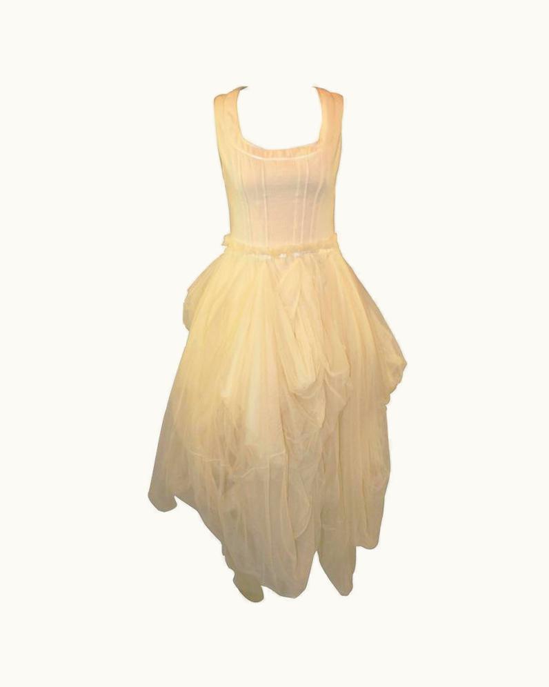 Dolce & Gabbana S/S 1994 Dolce & Gabbana Runway Ivory Grunge Ballerina Tulle Gown Dress