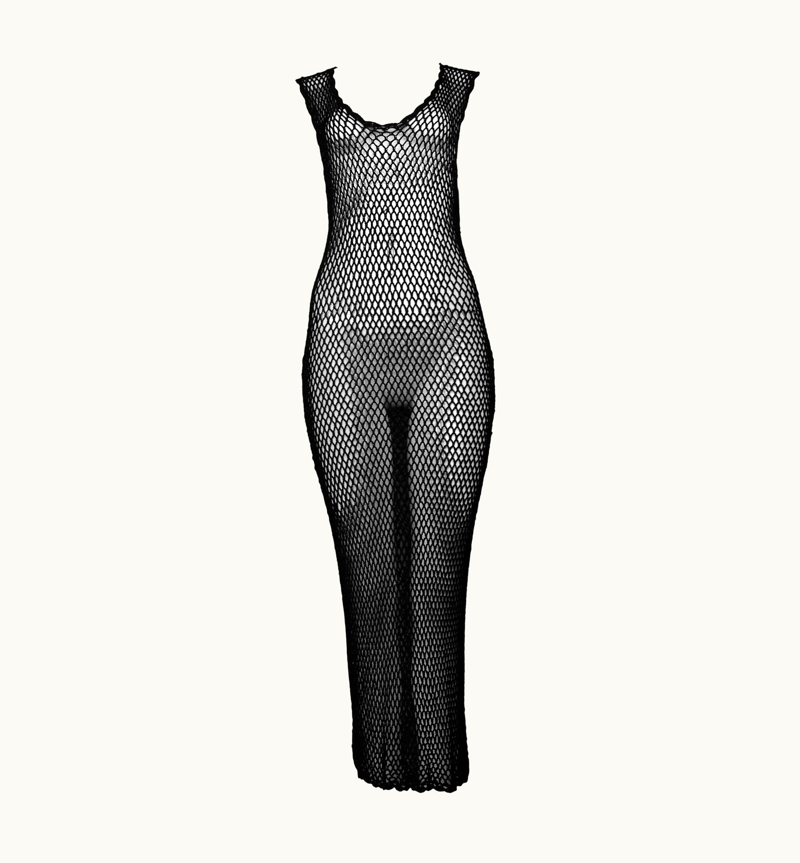 Dolce & Gabbana Iconic Dolce & Gabbana Black Knit Fishnet Dress 1995