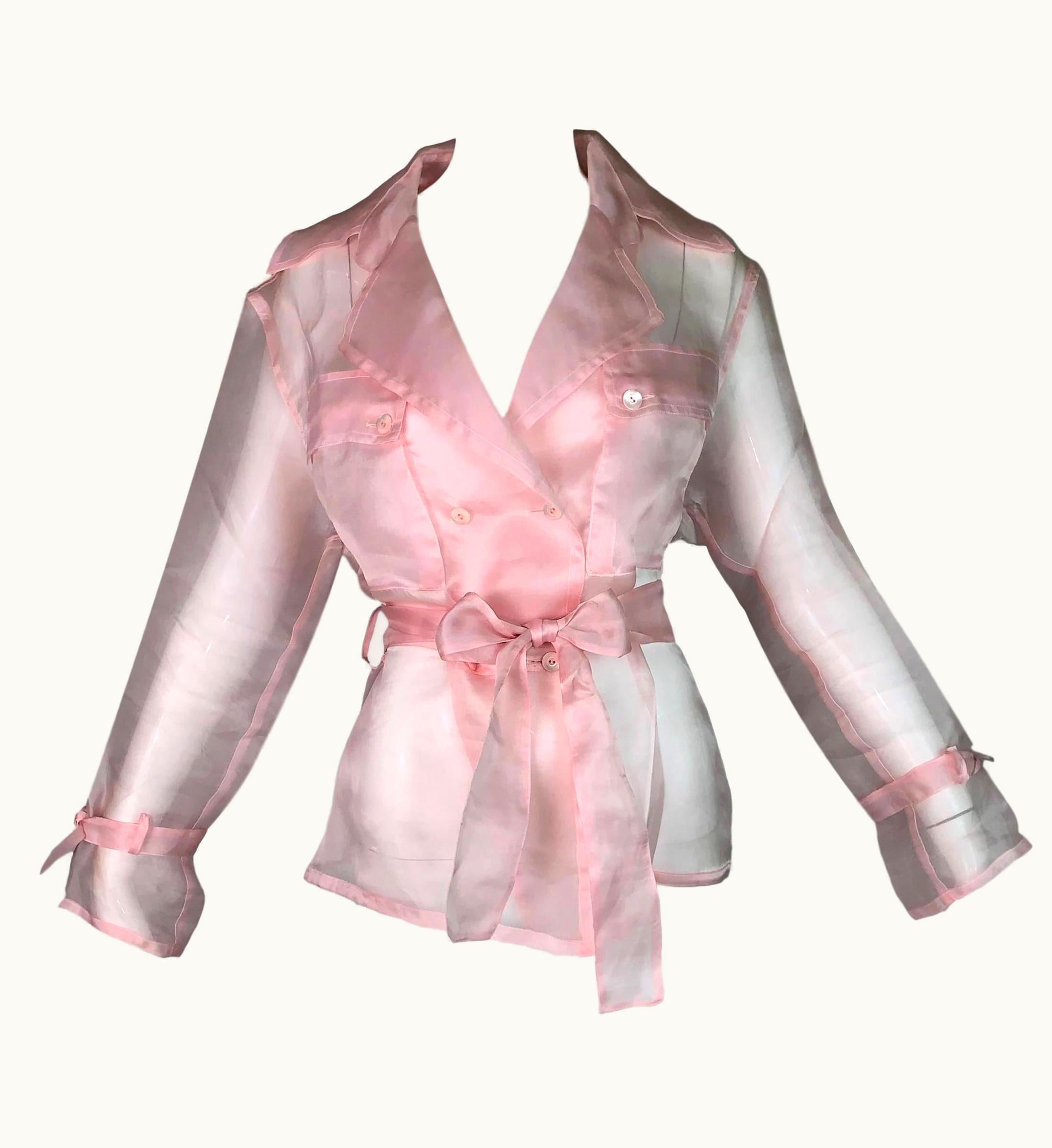 Dolce & Gabbana 1995 Dolce & Gabbana Sheer Baby Pink Silk Jacket Top