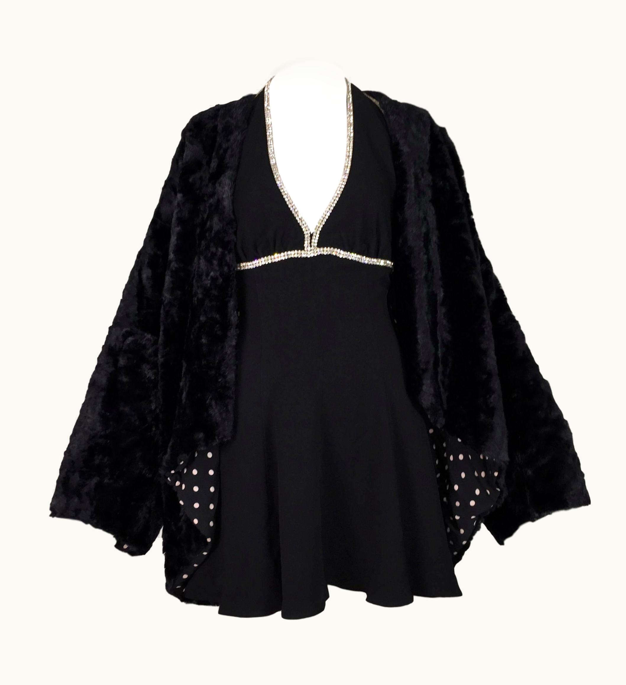 Dolce & Gabbana S/S 1995 Dolce & Gabbana Black Faux Fur Coat Jacket