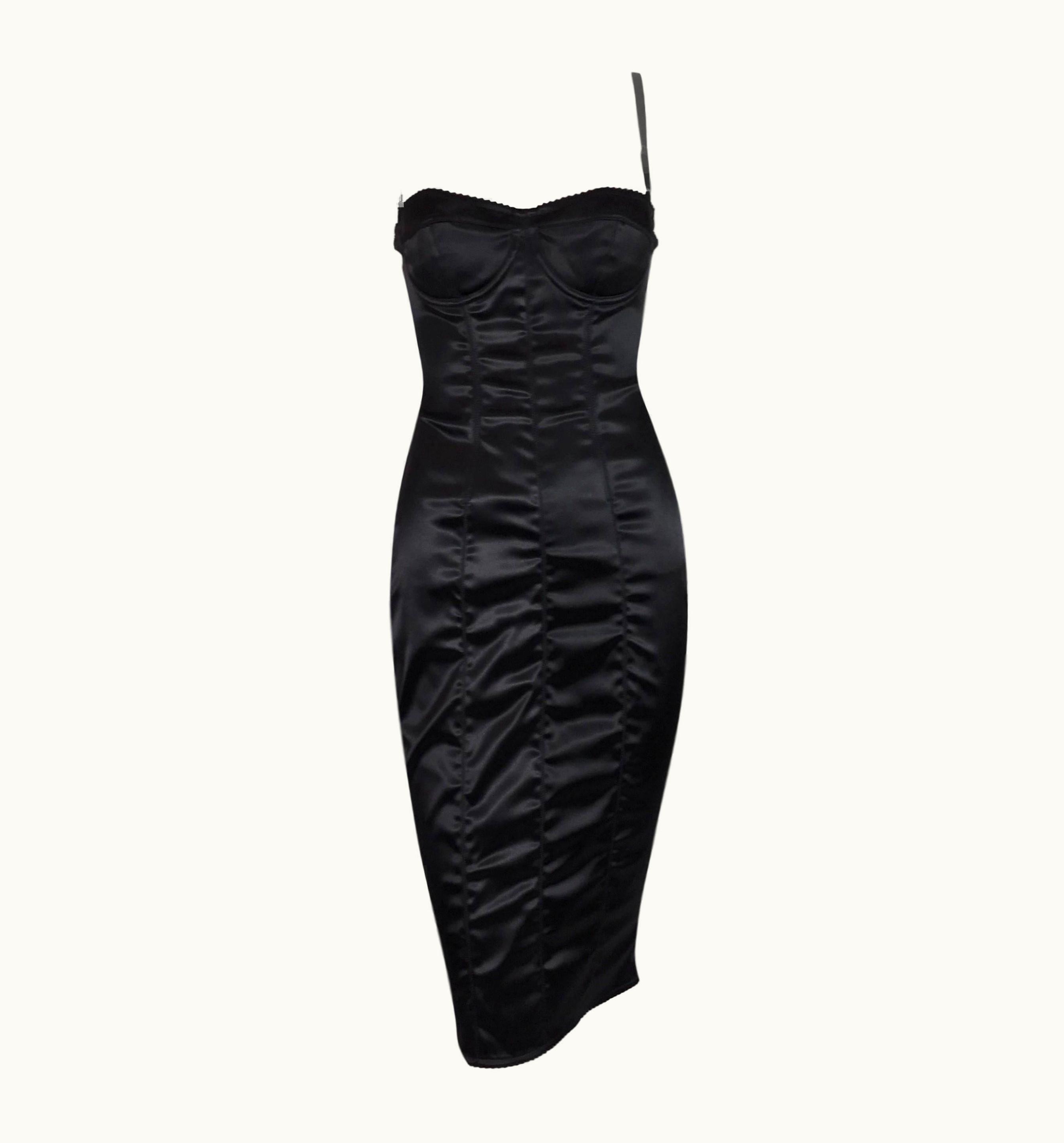 Dolce & Gabbana Dolce & Gabbana Black Corset Pin-Up Wiggle Dress 1996