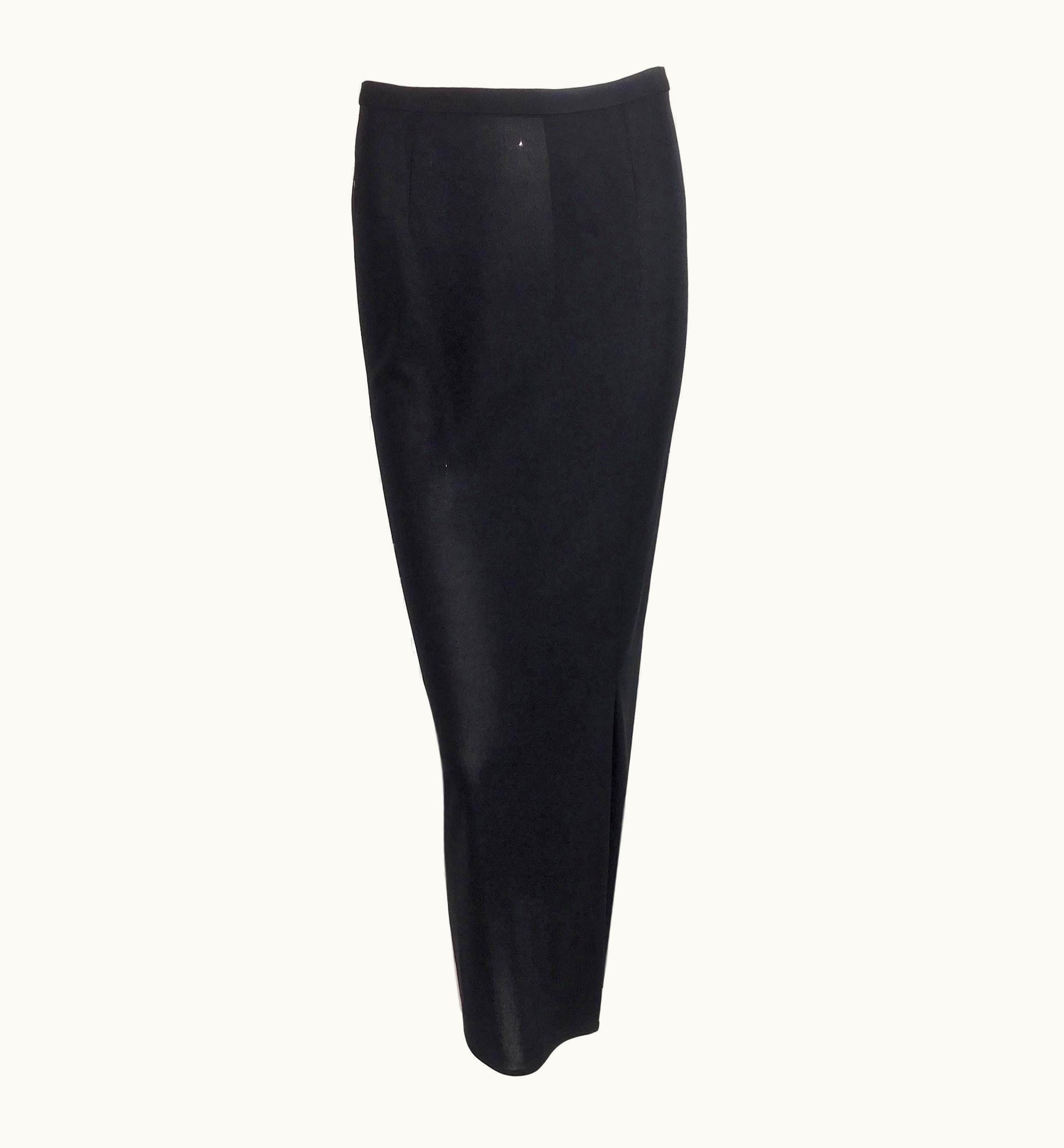 Dolce & Gabbana 1996 Dolce & Gabbana Semi-Sheer Long Black Stretch Pencil Skirt