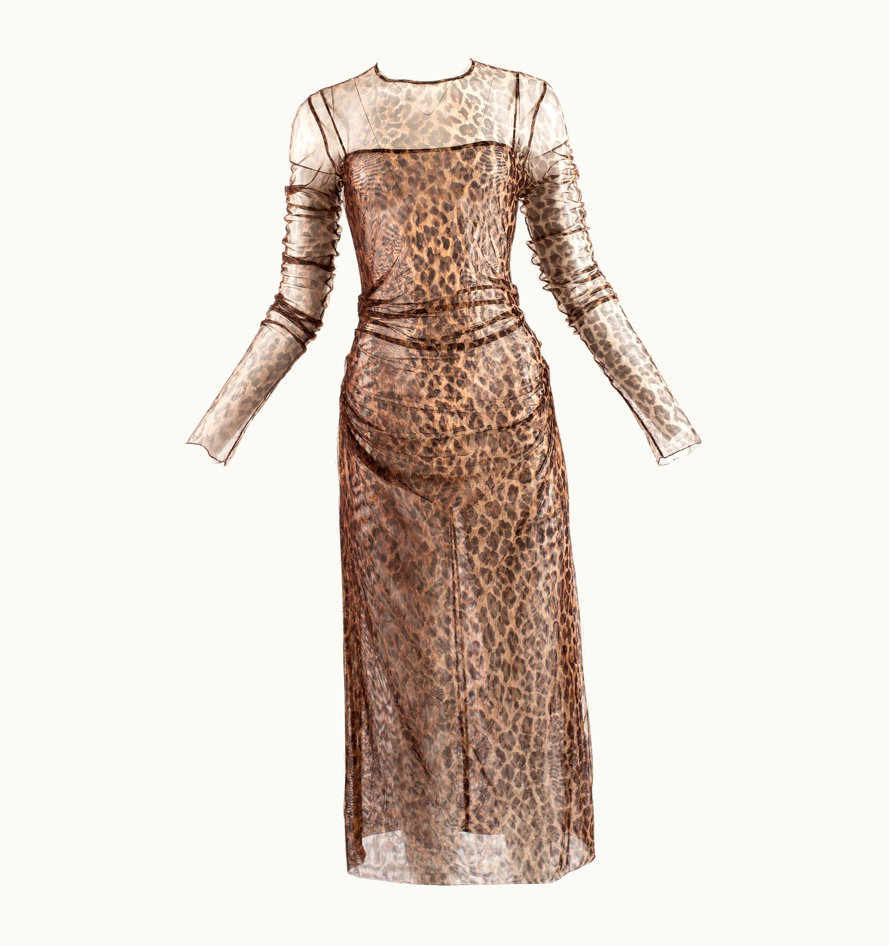 Dolce & Gabbana Dolce & Gabbana Spring-Summer 1997 Leopard Print Mesh Evening Dress
