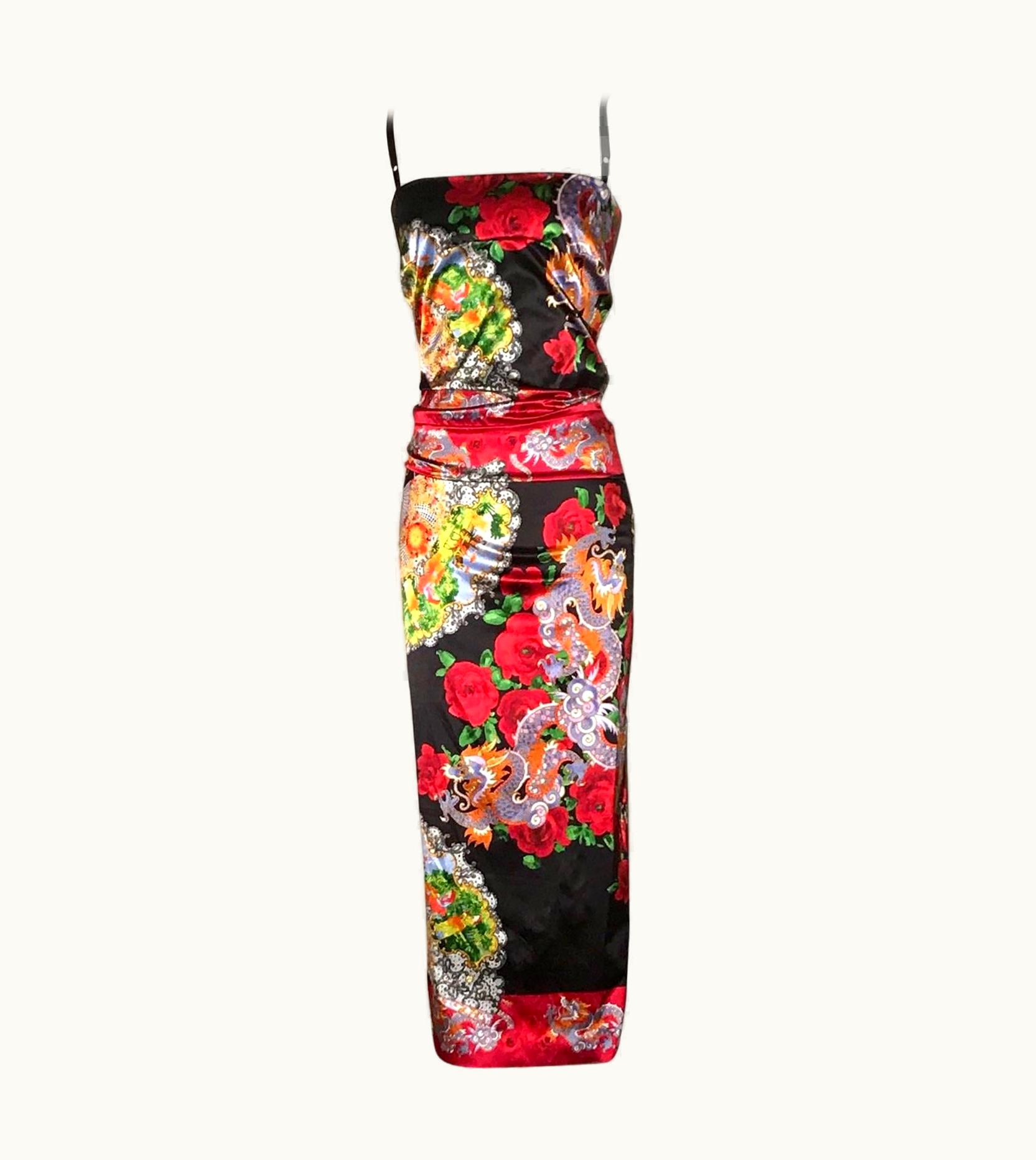 Dolce & Gabbana Dolce & Gabbana Museum Piece Asian Inspired Dragon Fan Print Dress, 1990s