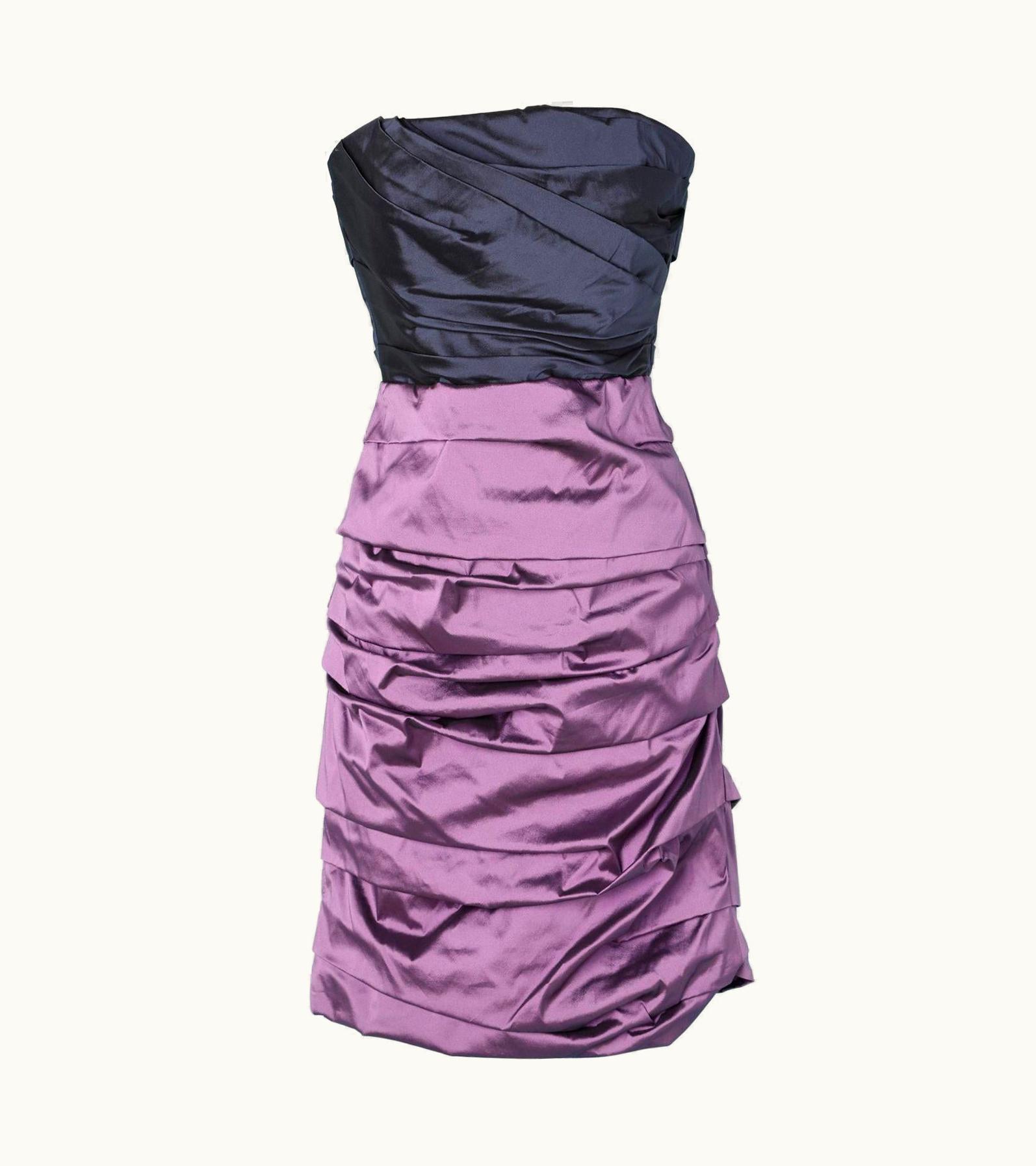Dolce & Gabbana Navy Blue And Purple Satin Bustier Dress Dolce & Gabbana