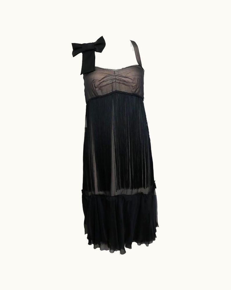 Dolce & Gabbana D&G By Dolce & Gabbana Black Sheer Silk Cocktail Dress