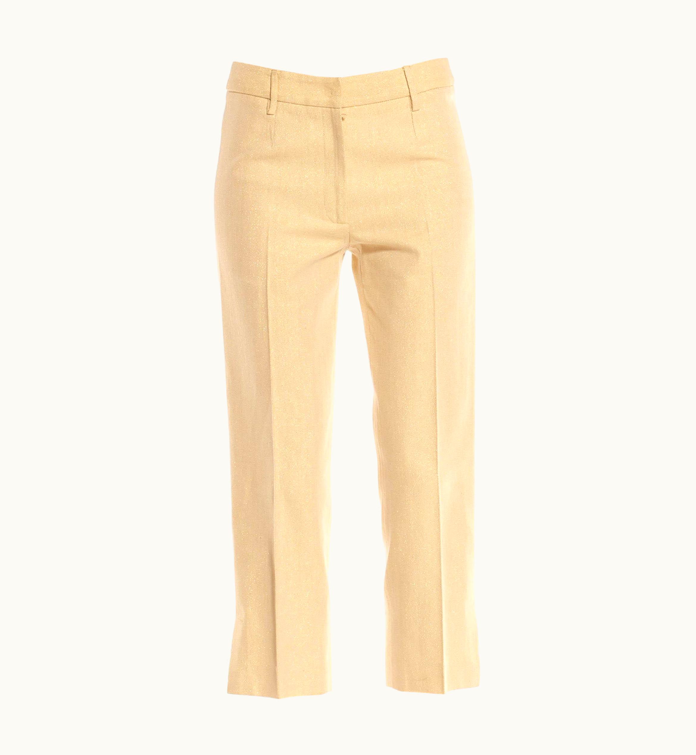Dolce & Gabbana 2000s Dolce & Gabbana Golden Yellow Cotton Blend Canvas Metallic Woven Pants
