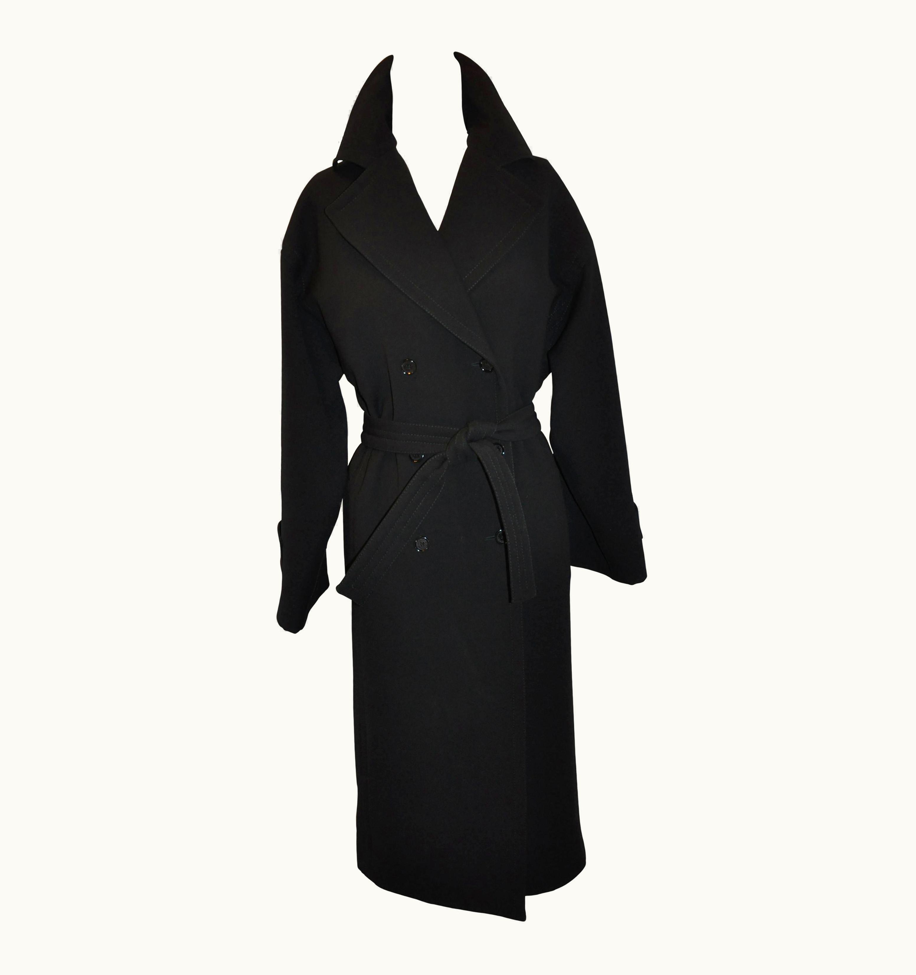 Dolce & Gabbana Dolce & Gabbana Signature Classic Black Wool Trench Coat With Tie-Belt