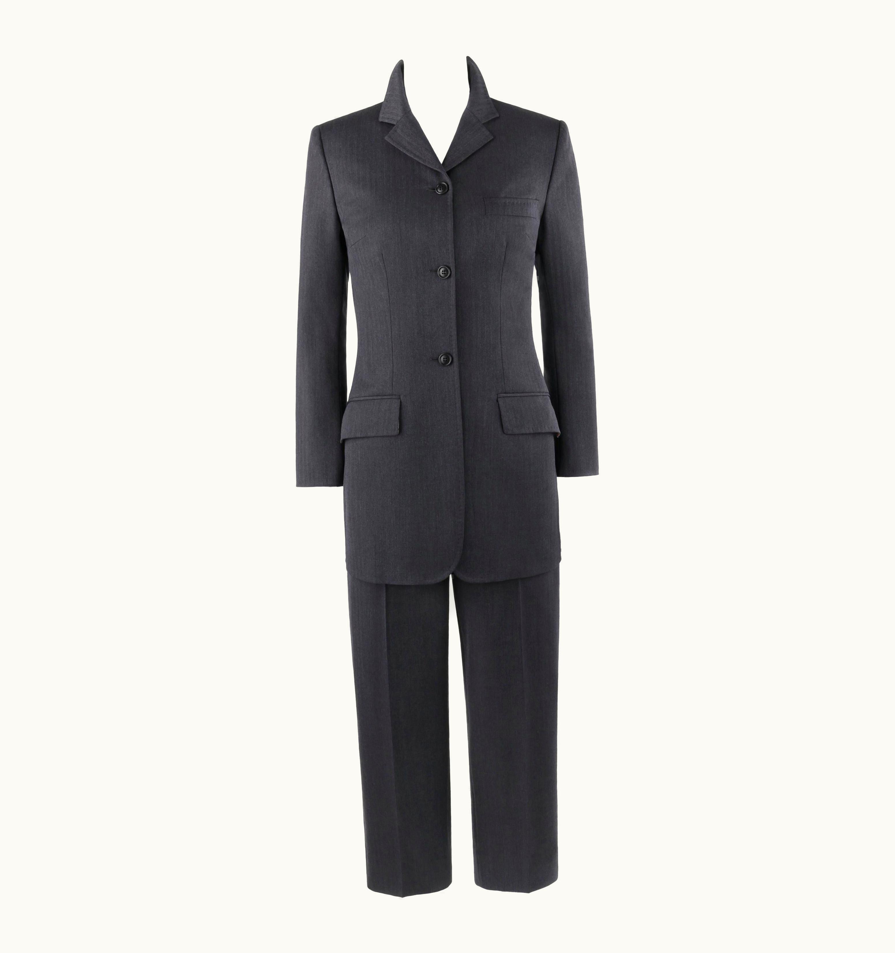 Dolce & Gabbana Dolce & Gabbana Dark Grey Jacket Blazer Straight Leg Trouser Pant Suit Set