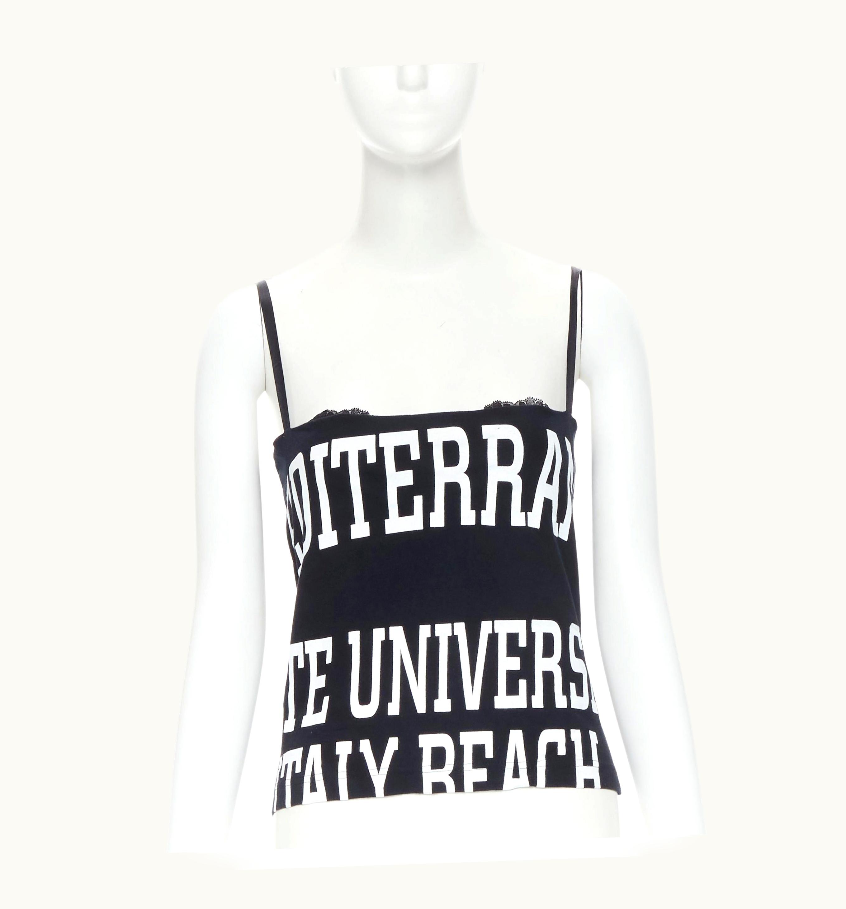 Dolce & Gabbana Vintage Dolce Gabbana University Icon Black White Lace Bra Tank Top